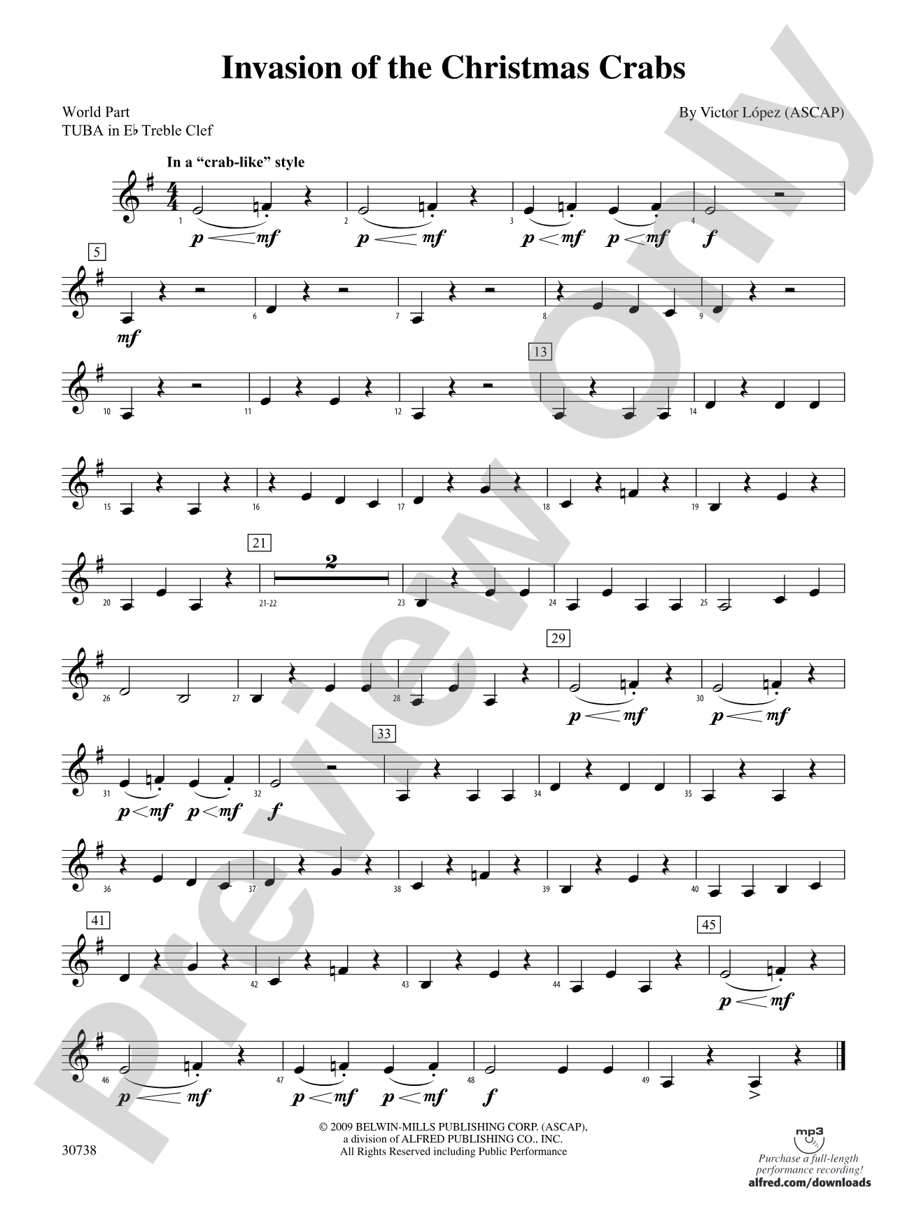 Invasion of the Christmas Crabs: (wp) E-flat Tuba T.C.