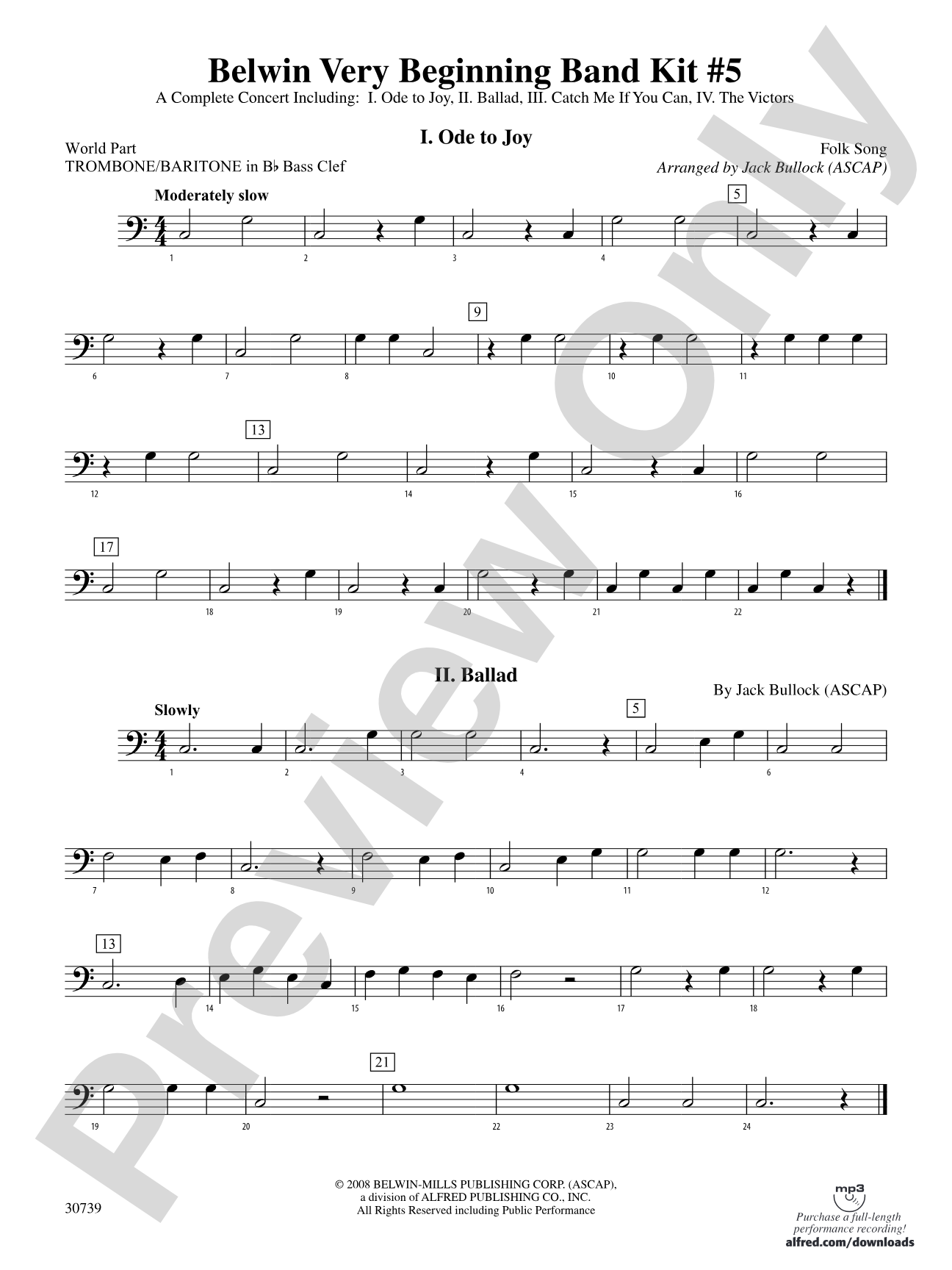 Belwin Very Beginning Band Kit #5: (wp) 1st B-flat Trombone B.C.
