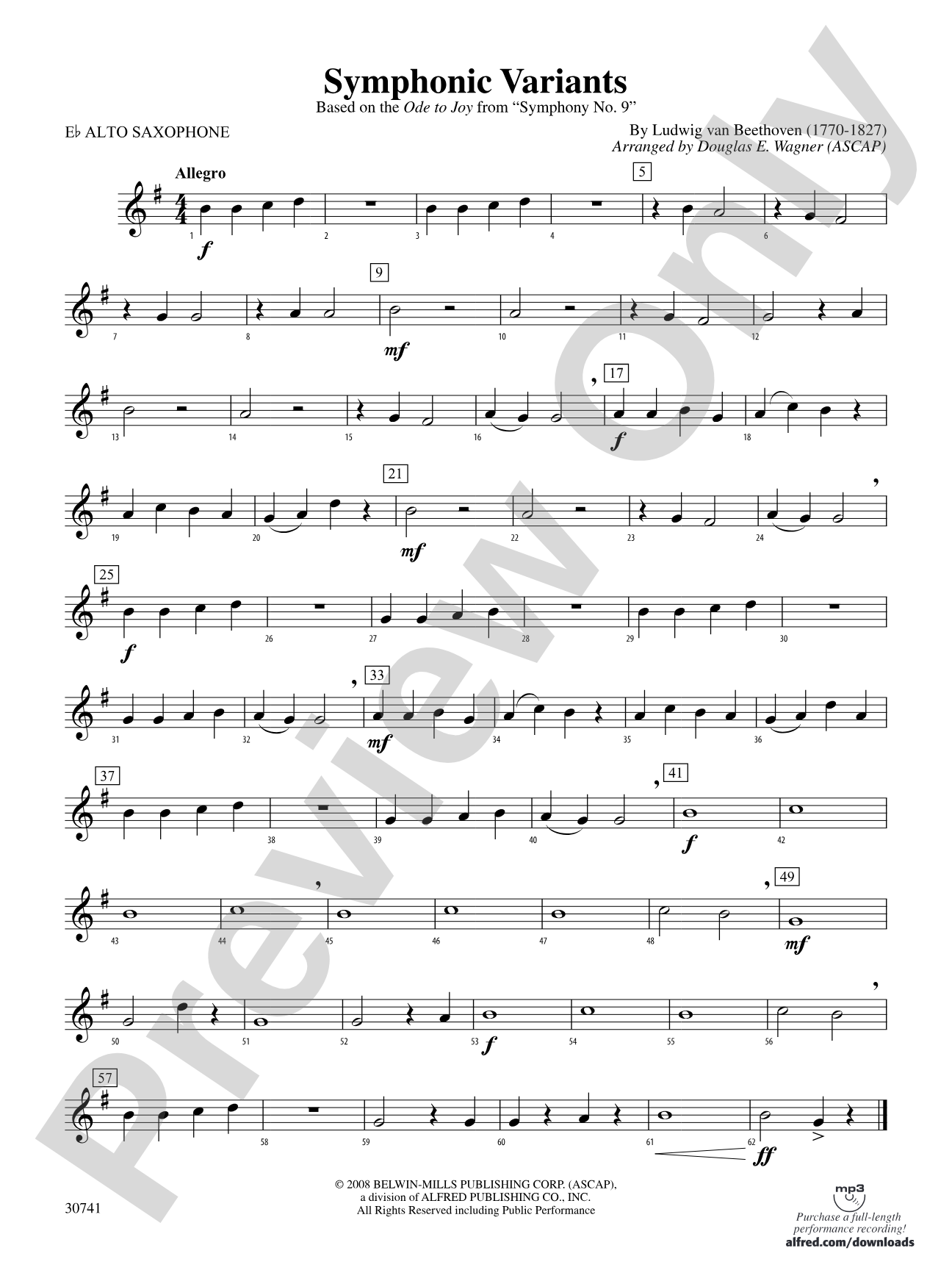 Symphonic Variants (Based on "Ode to Joy" from Symphony No. 9): E-flat Alto Saxophone