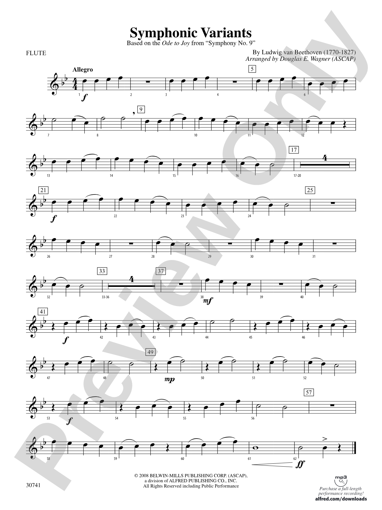 Symphonic Variants (Based on "Ode to Joy" from Symphony No. 9): Flute