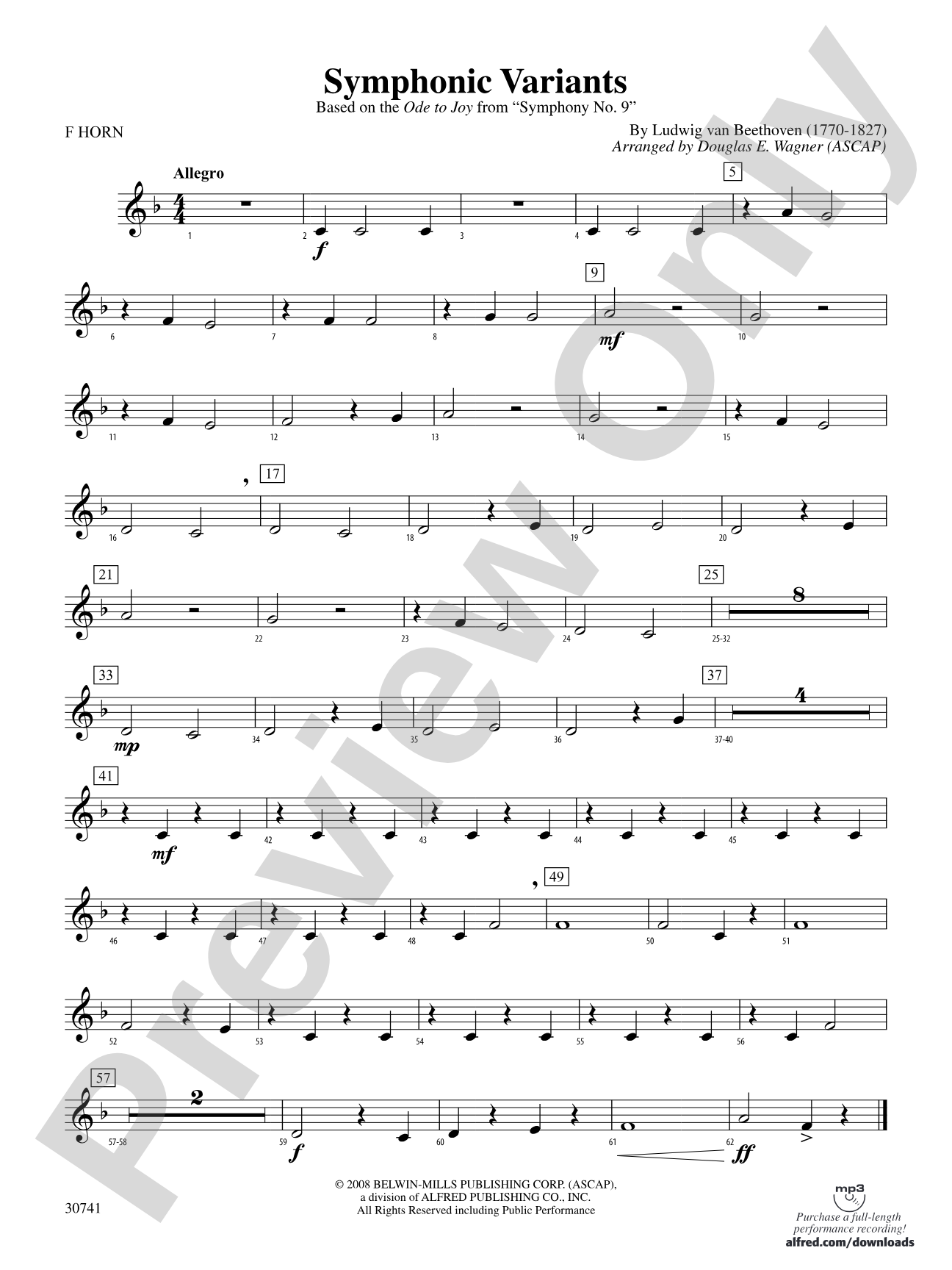 Symphonic Variants (Based on "Ode to Joy" from Symphony No. 9): 1st F Horn