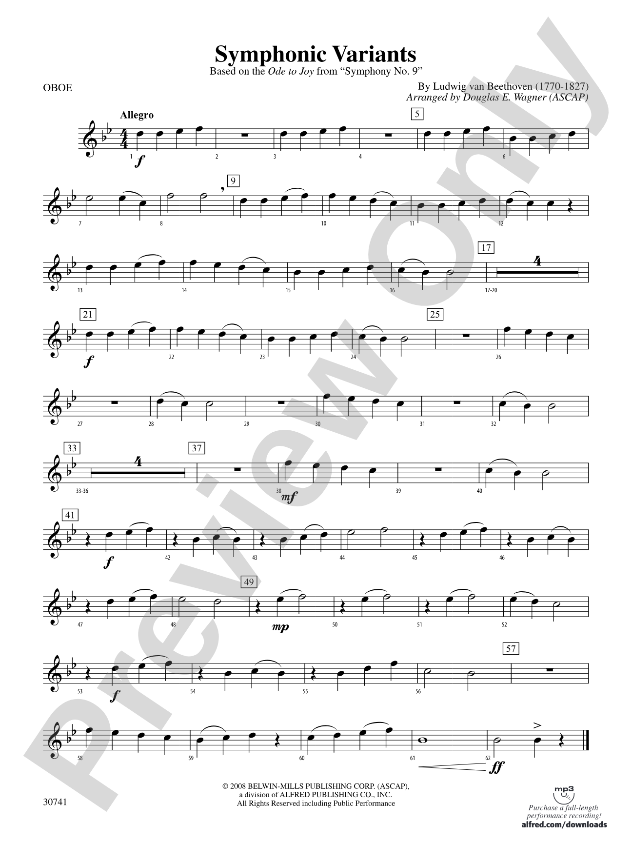Symphonic Variants (Based on "Ode to Joy" from Symphony No. 9): Oboe