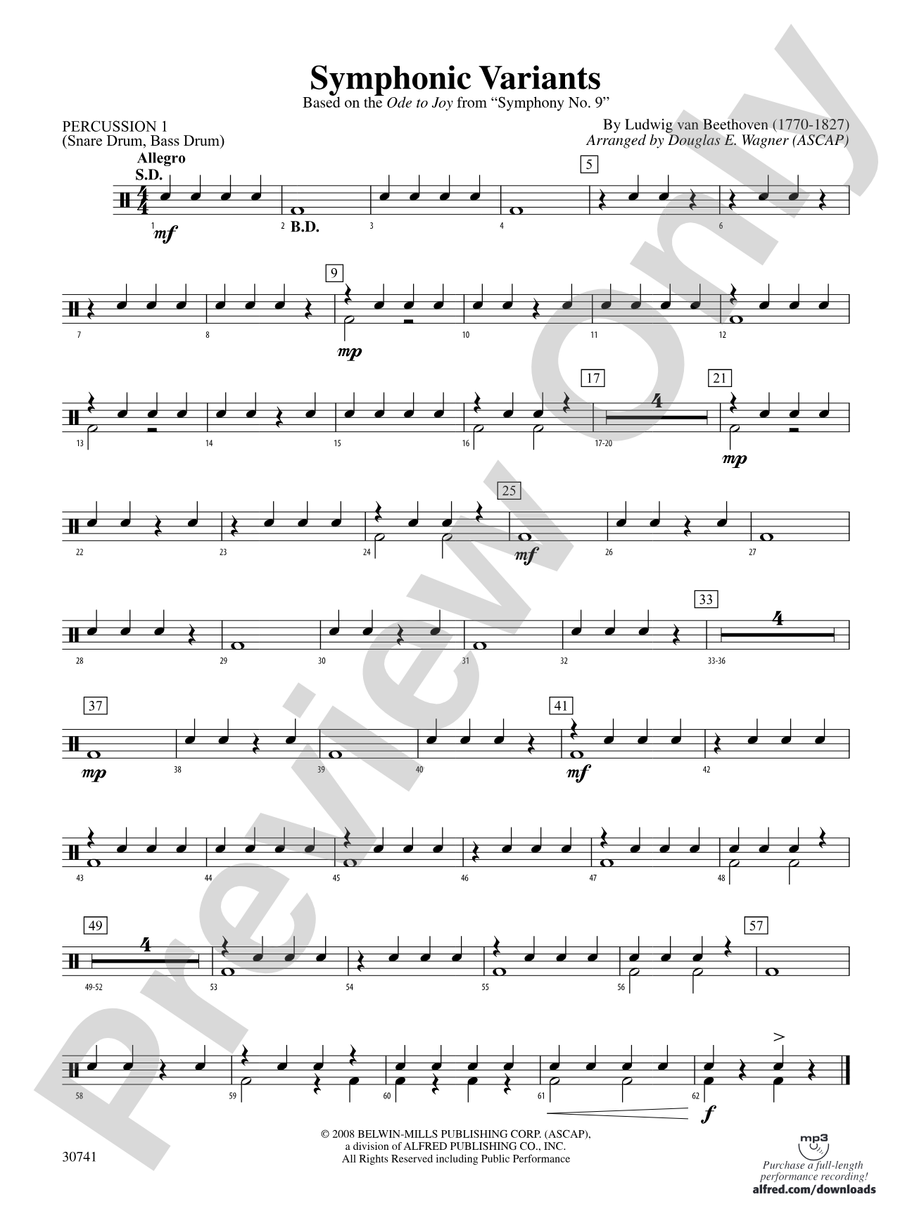 Symphonic Variants (Based on "Ode to Joy" from Symphony No. 9): 1st Percussion