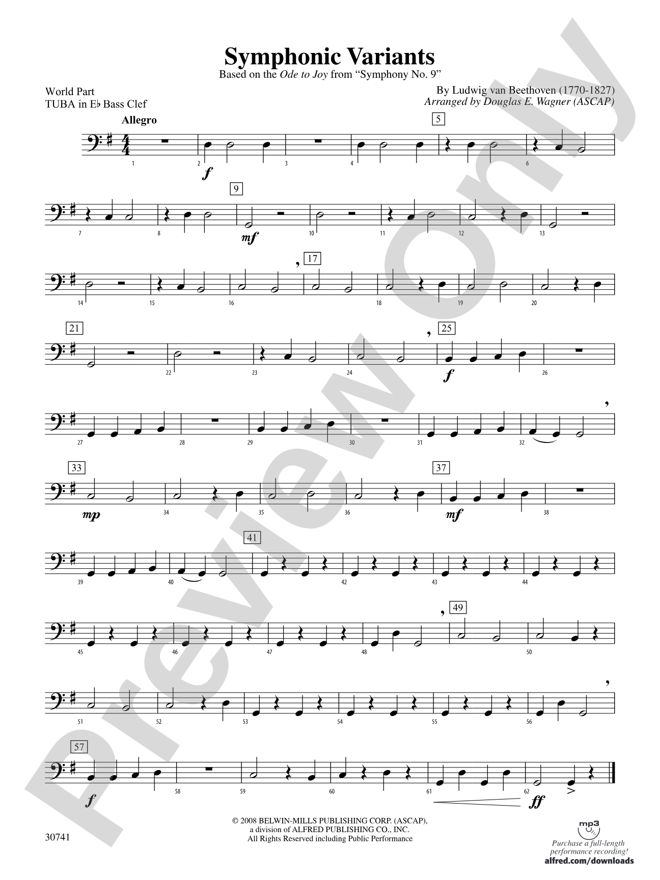 Symphonic Variants (Based on "Ode to Joy" from Symphony No. 9): (wp) E-flat Tuba B.C.