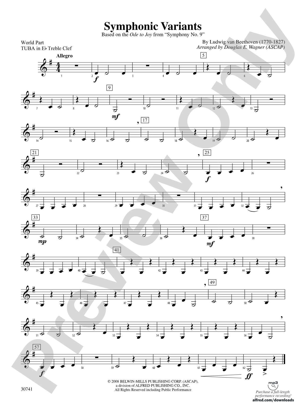 Symphonic Variants (Based on "Ode to Joy" from Symphony No. 9): (wp) E-flat Tuba T.C.