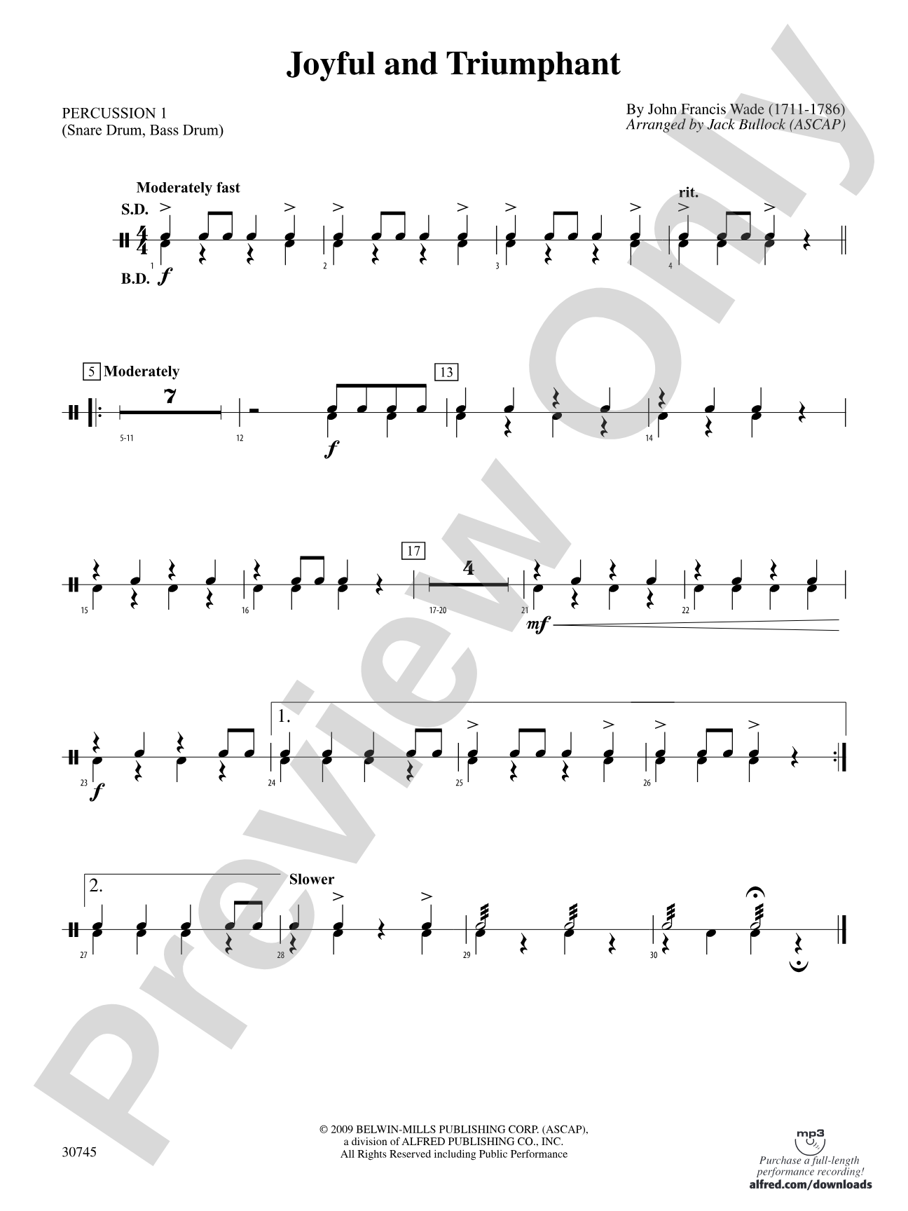 Joyful and Triumphant: 1st Percussion