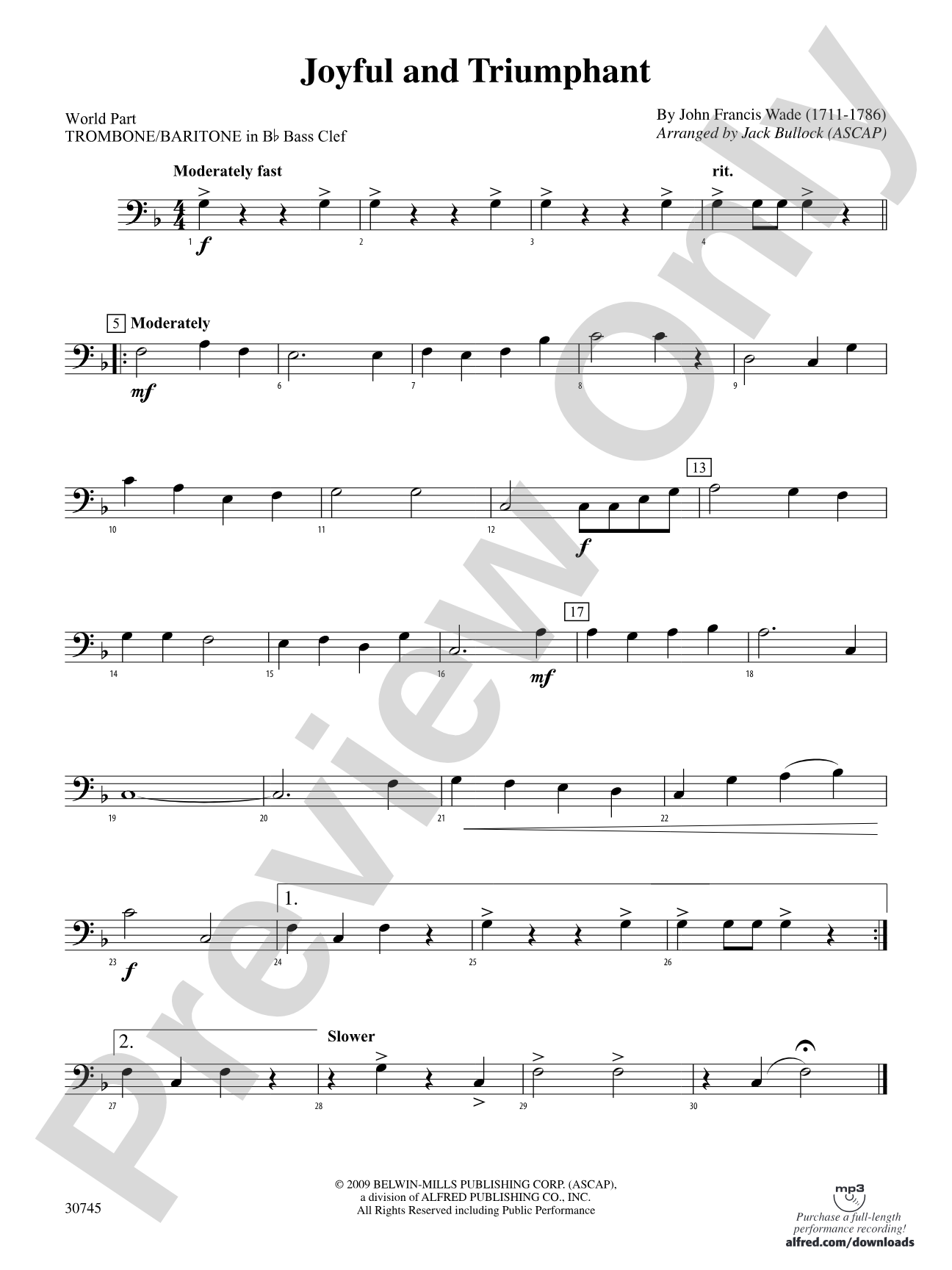 Joyful and Triumphant: (wp) 1st B-flat Trombone B.C.