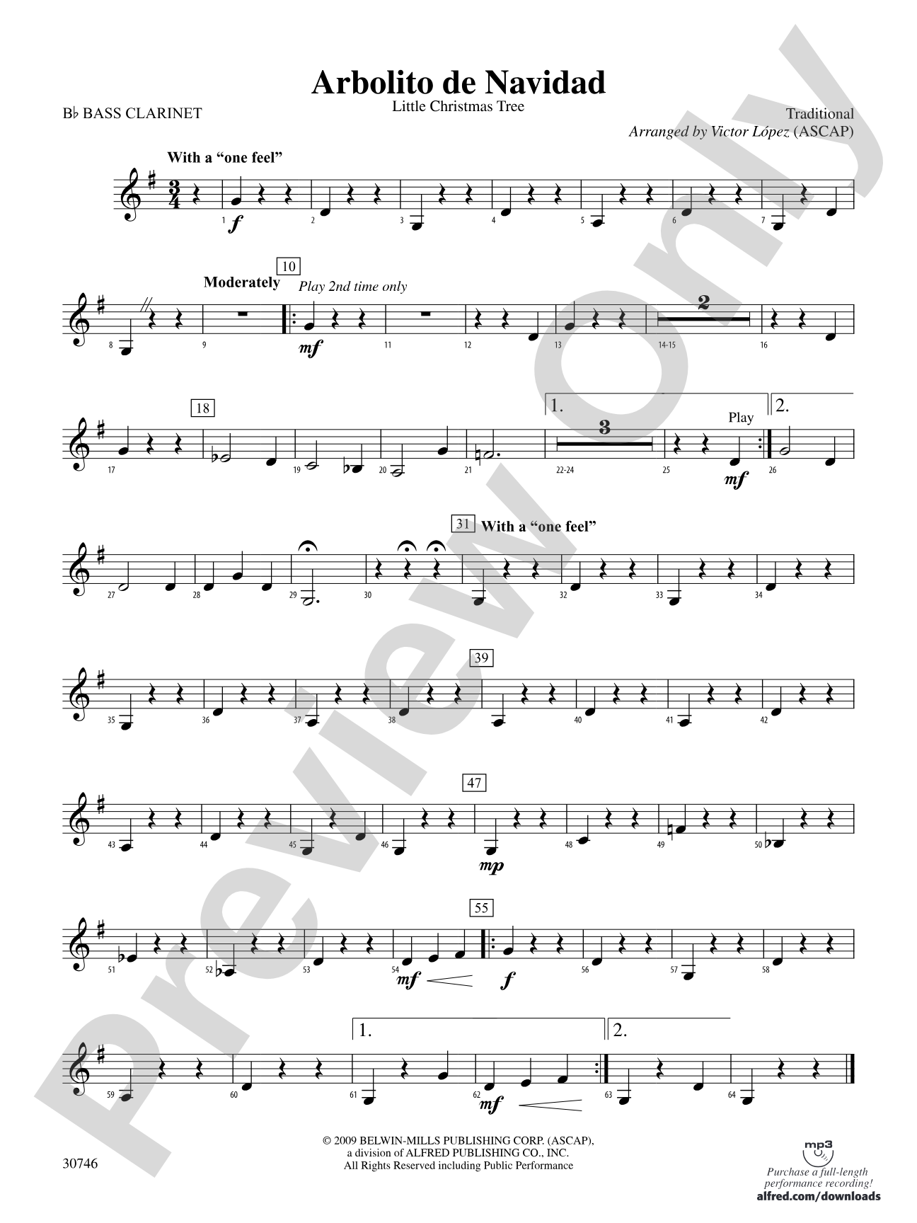Arbolito de Navidad: B-flat Bass Clarinet