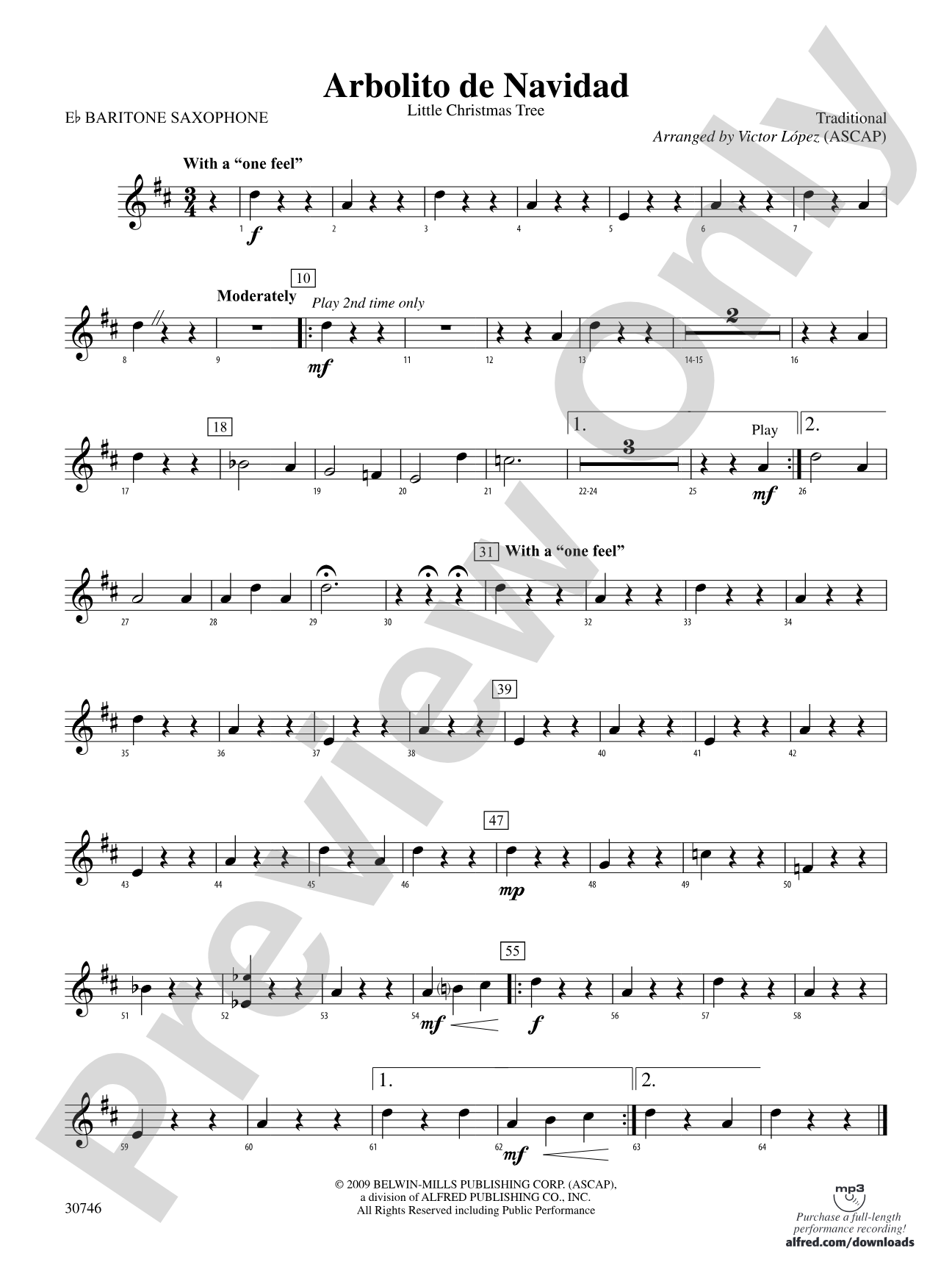 Arbolito de Navidad: E-flat Baritone Saxophone