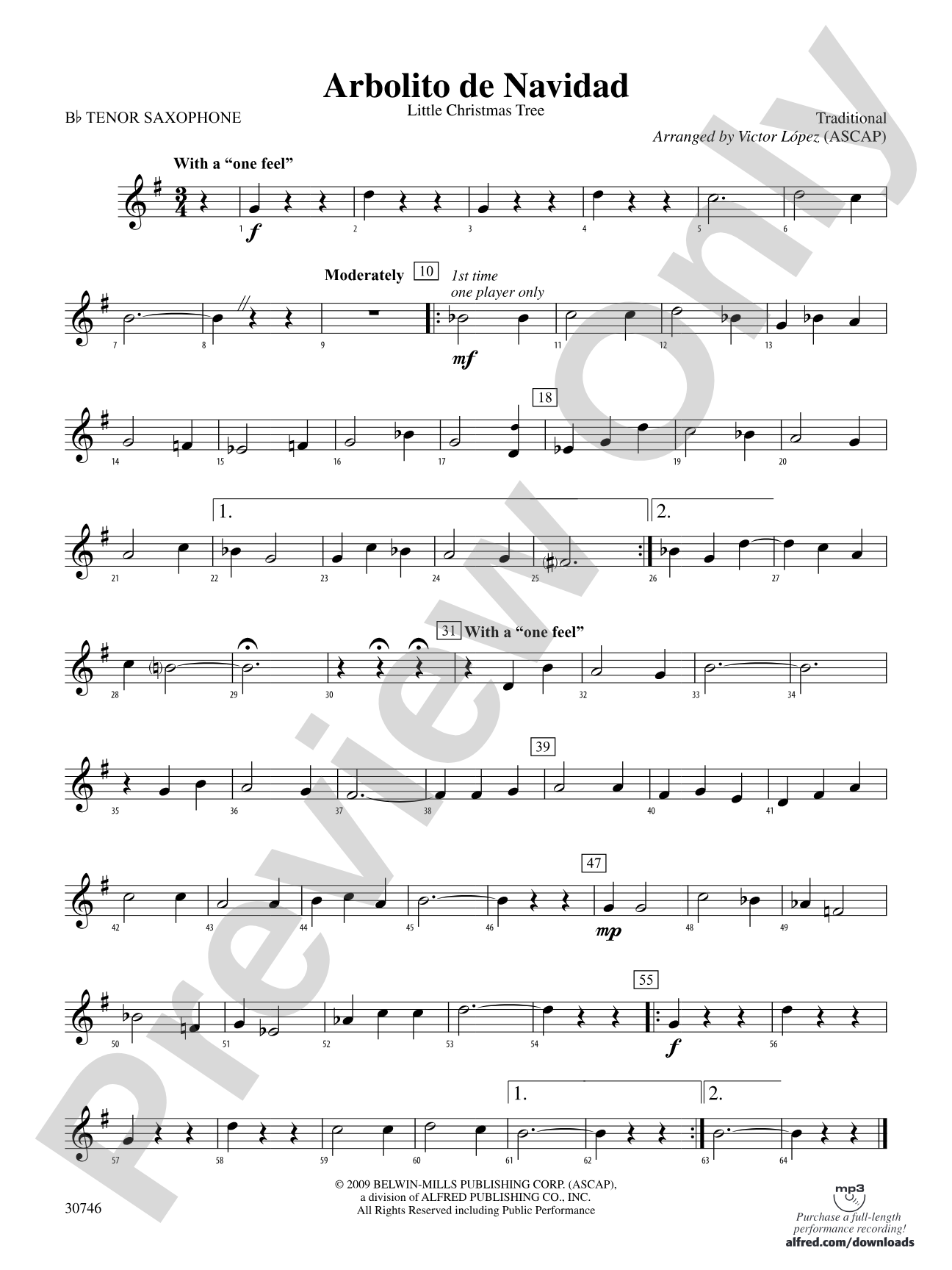 Arbolito de Navidad: B-flat Tenor Saxophone