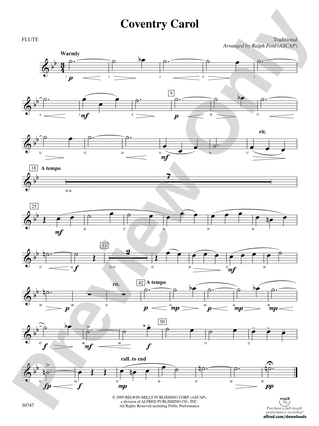 Coventry Carol: Flute