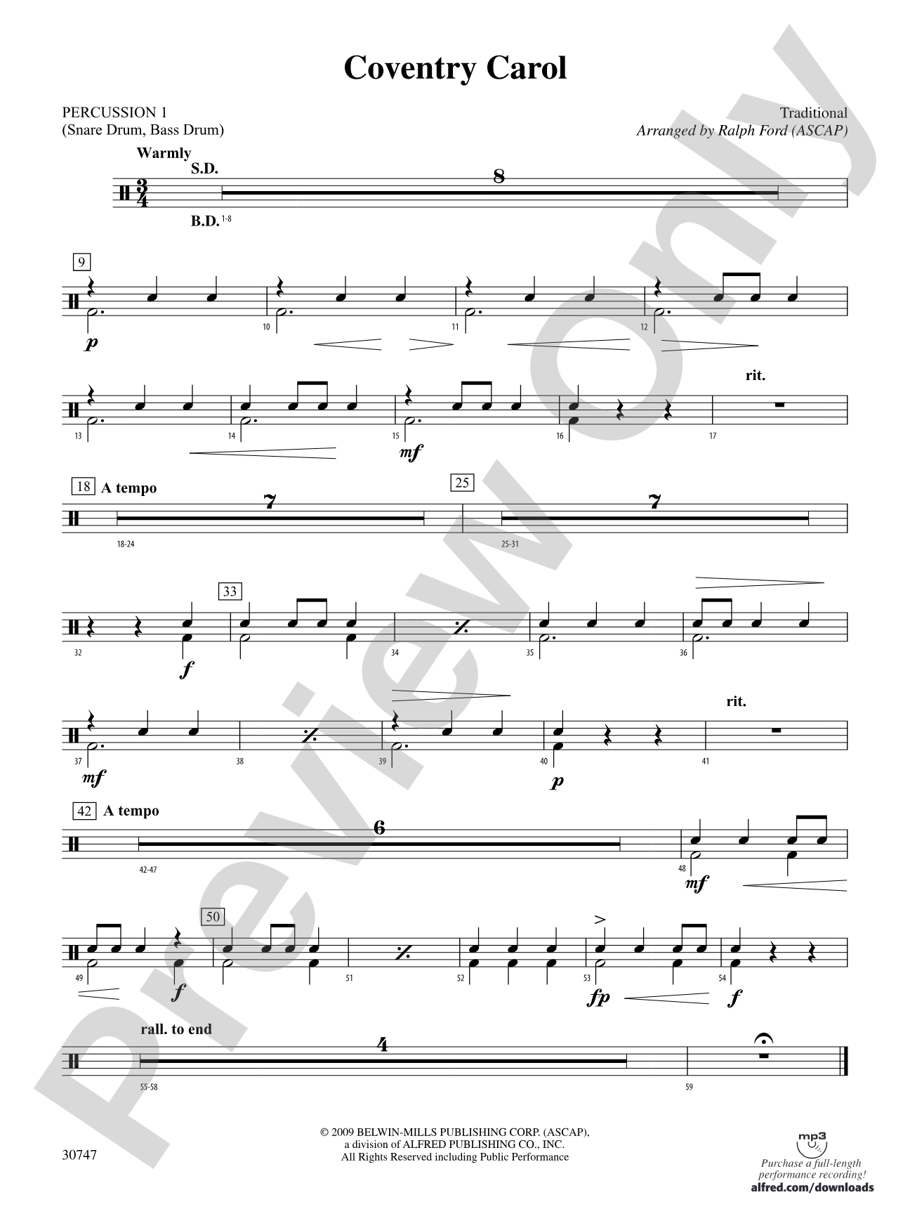 Coventry Carol: 1st Percussion