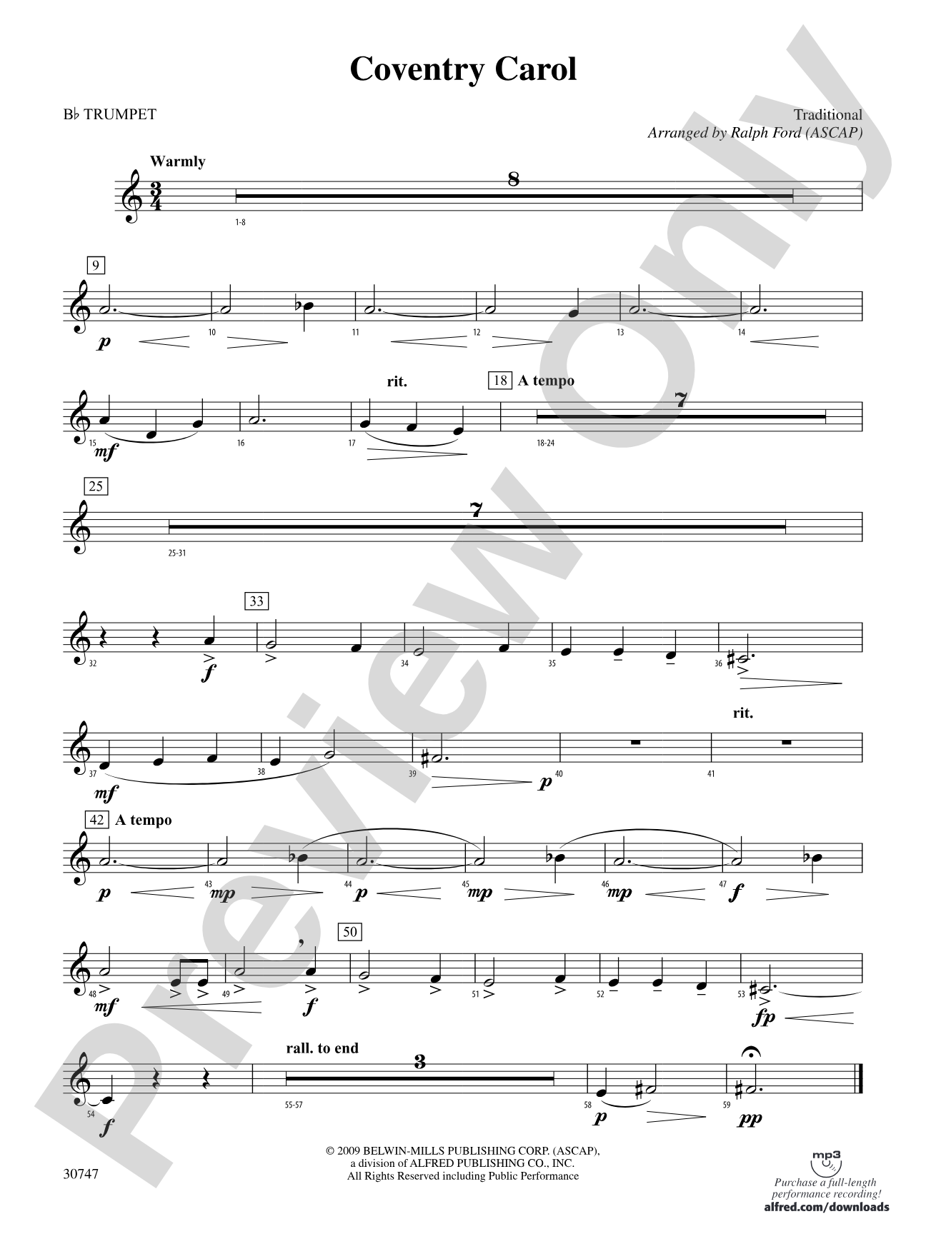 Coventry Carol: 1st B-flat Trumpet