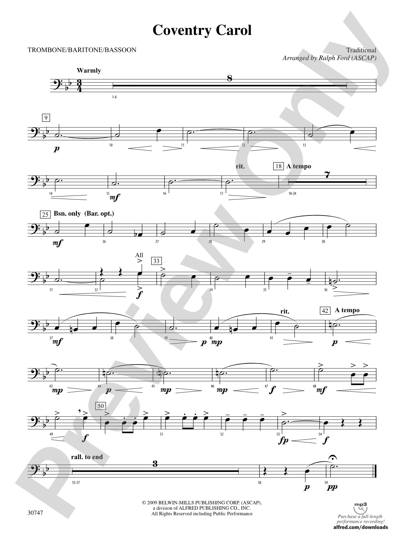 Coventry Carol: 1st Trombone