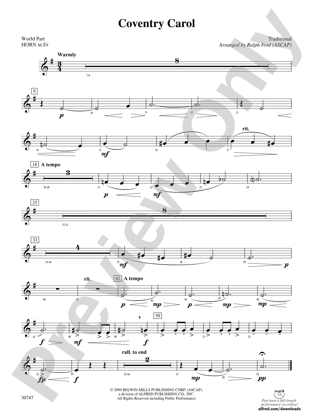 Coventry Carol: (wp) 1st Horn in E-flat
