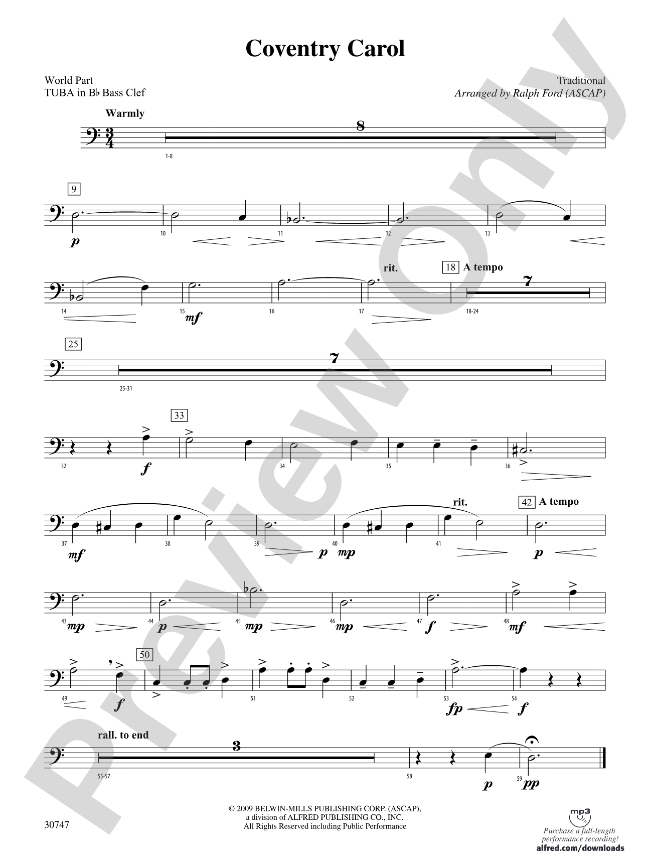 Coventry Carol: (wp) B-flat Tuba B.C.