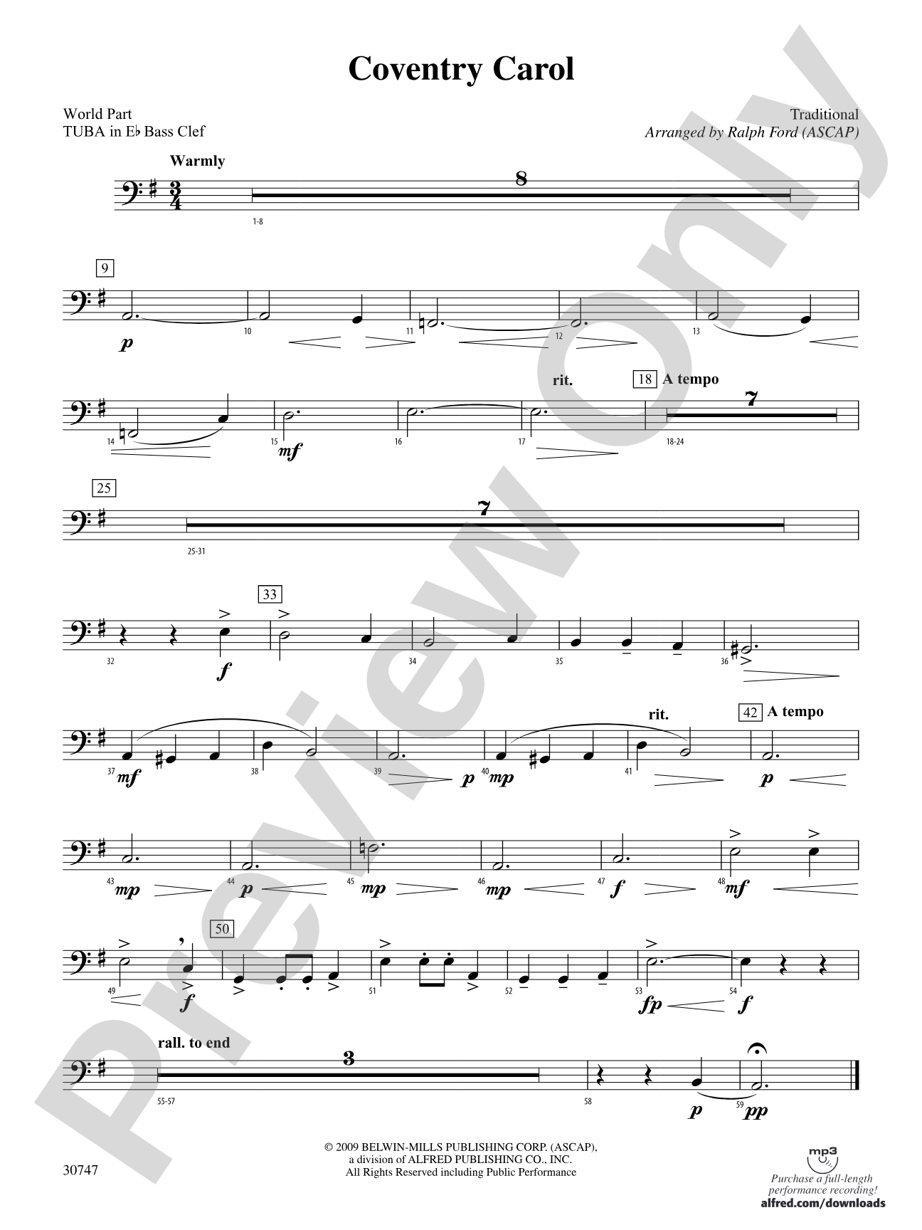 Coventry Carol: (wp) E-flat Tuba B.C.