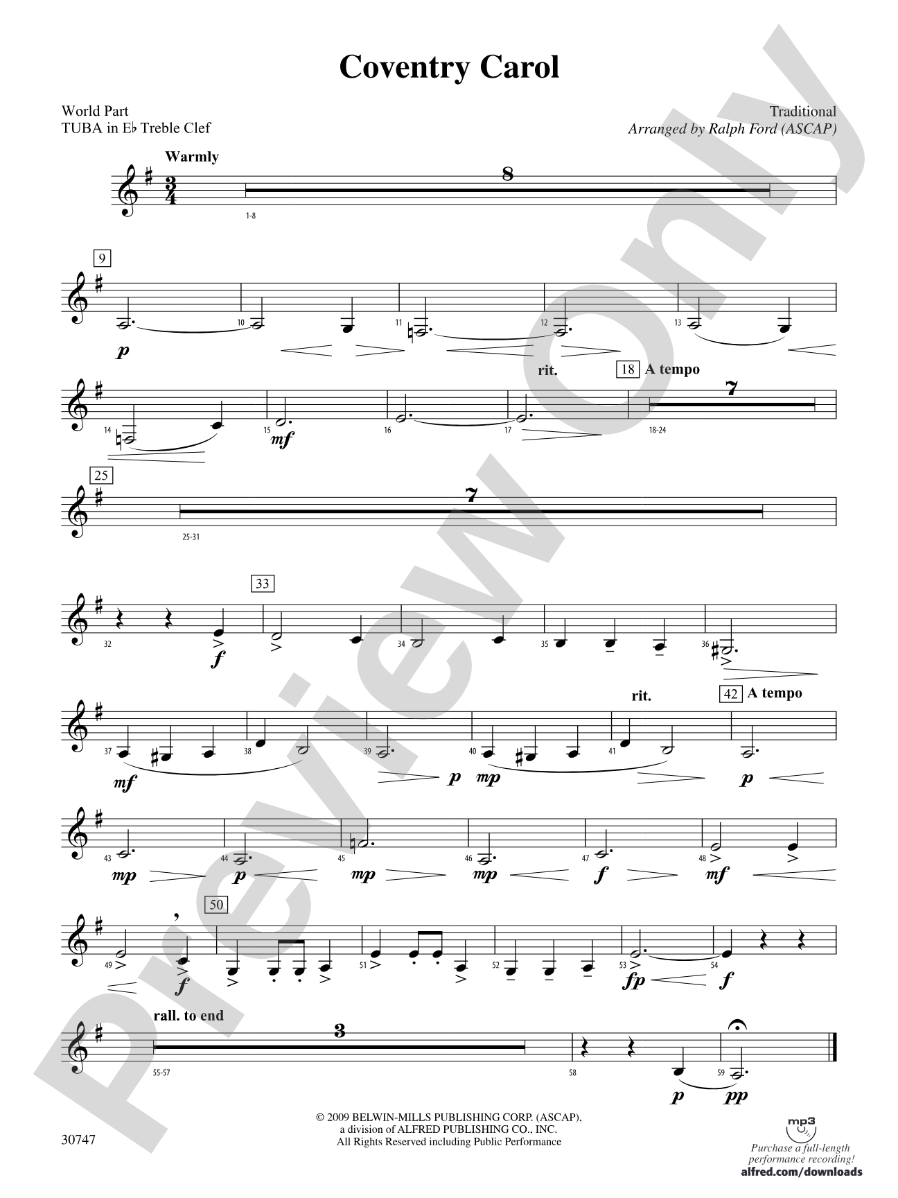 Coventry Carol: (wp) E-flat Tuba T.C.