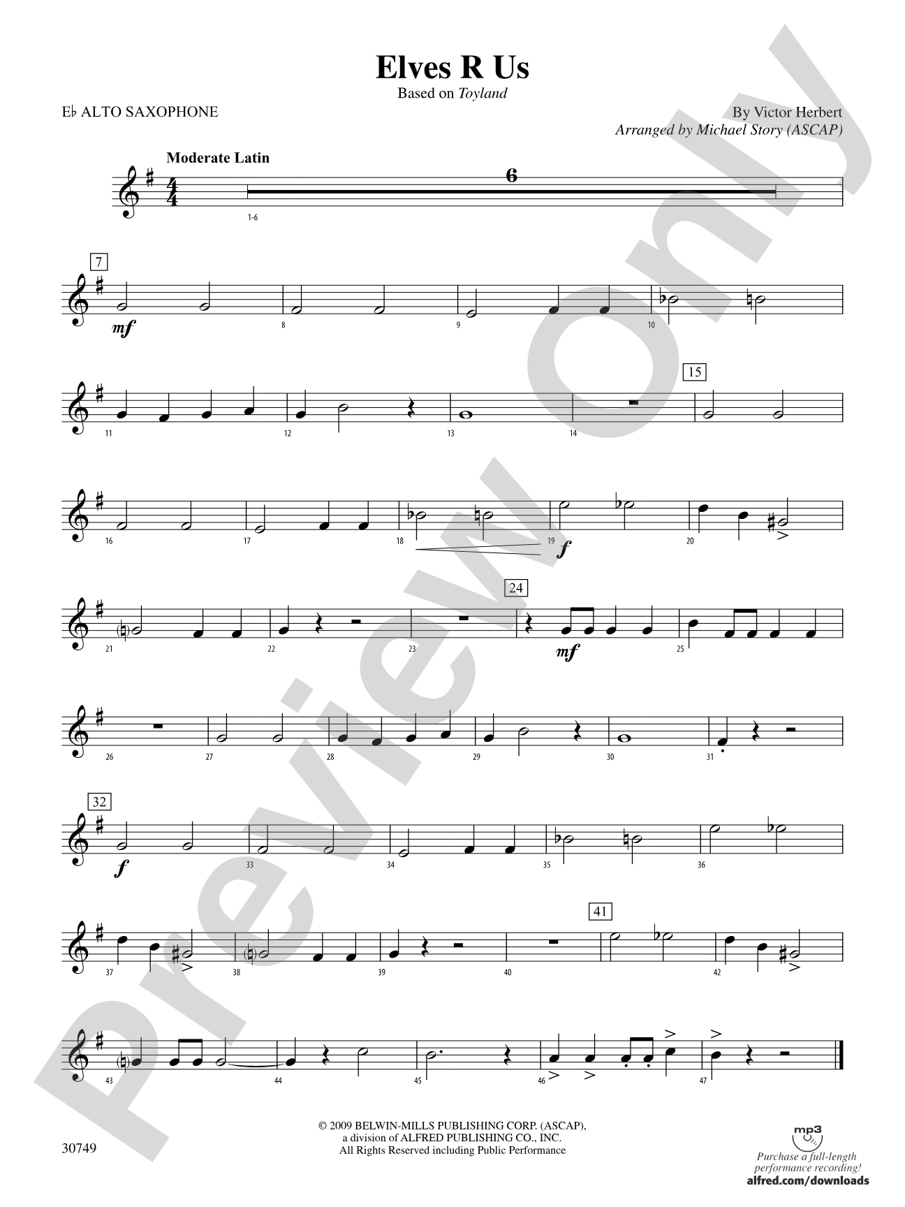 Elves R Us (Based on Toyland): E-flat Alto Saxophone