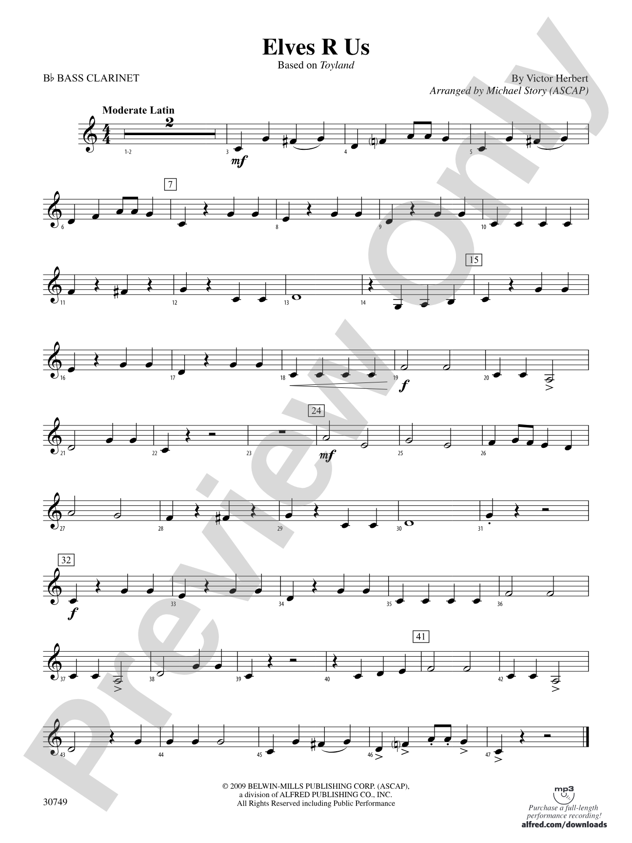 Elves R Us (Based on Toyland): B-flat Bass Clarinet