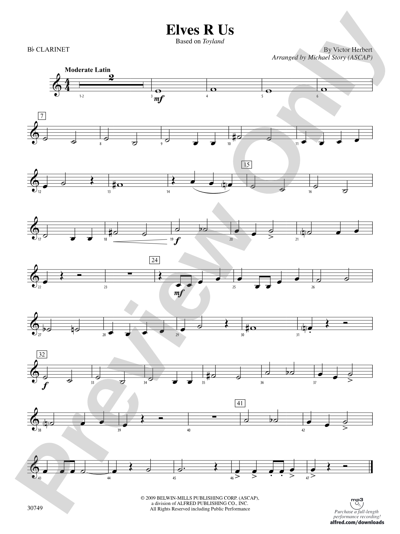 Elves R Us (Based on Toyland): 1st B-flat Clarinet