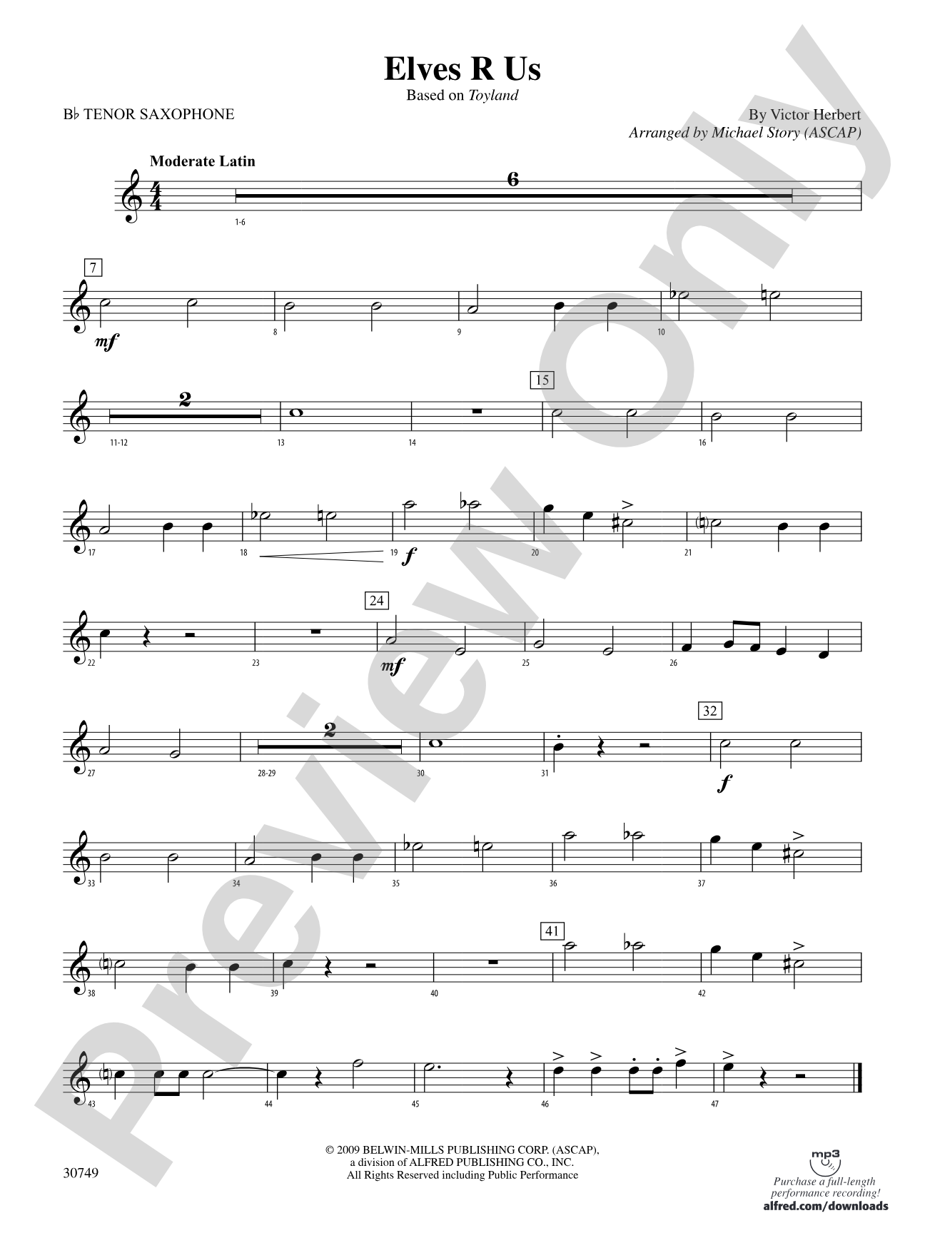 Elves R Us (Based on Toyland): B-flat Tenor Saxophone
