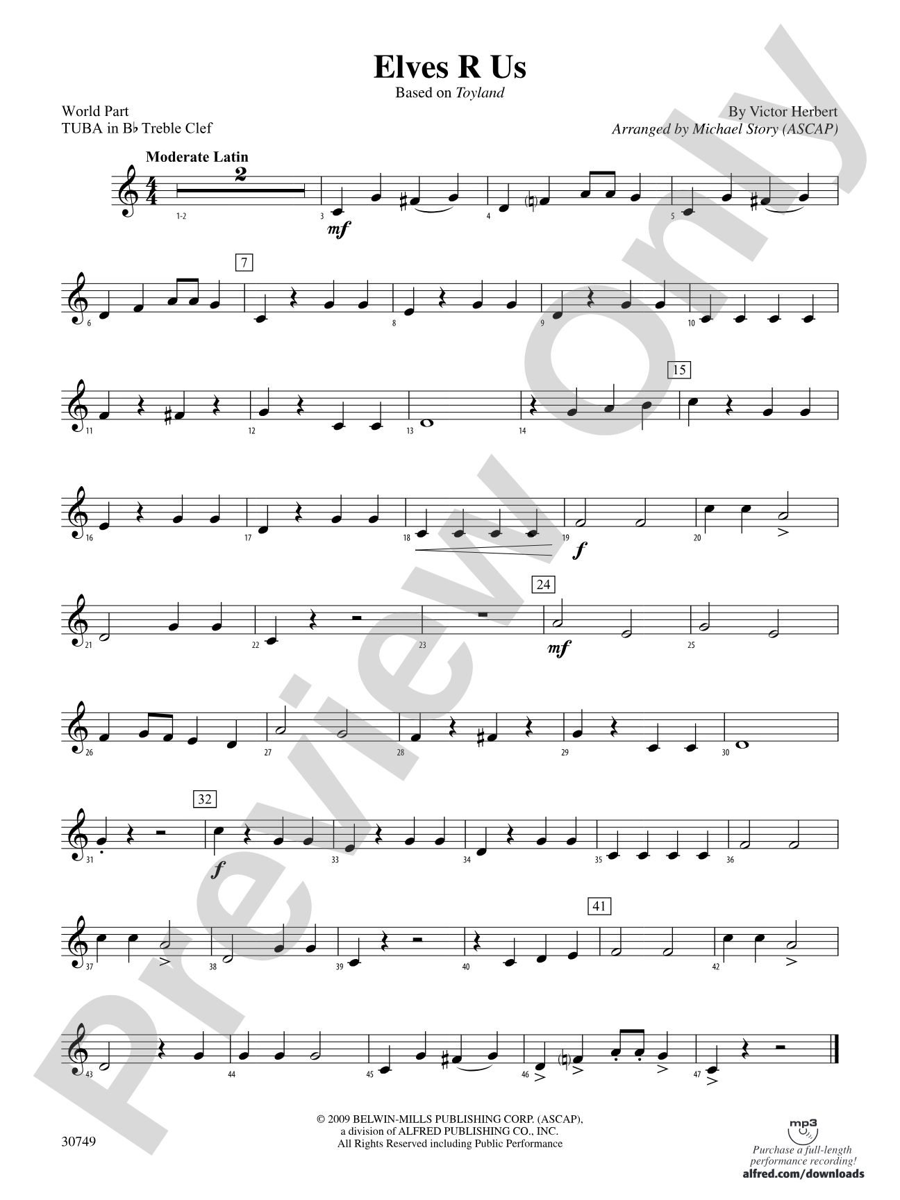 Elves R Us (Based on Toyland): (wp) B-flat Tuba T.C.