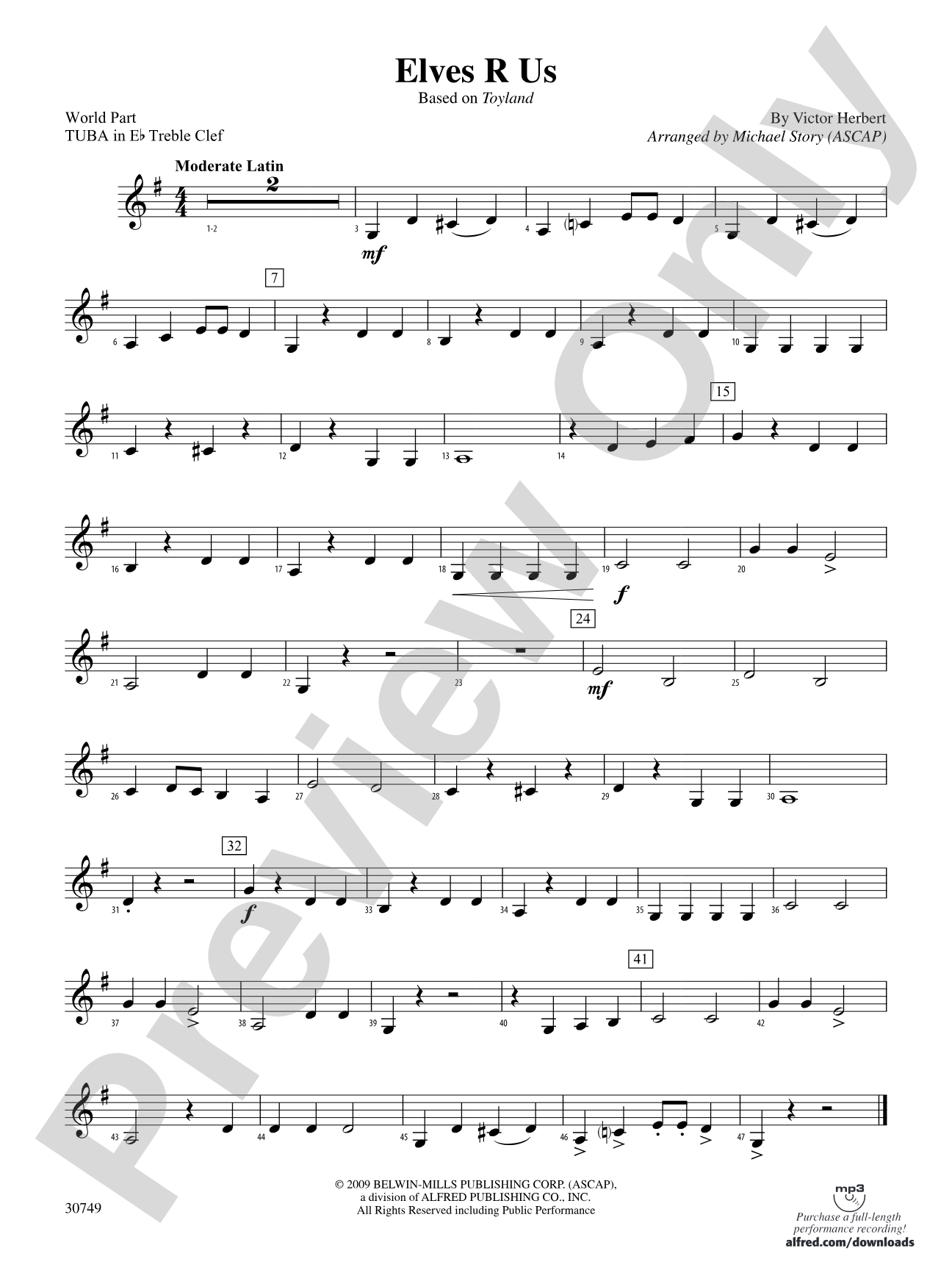 Elves R Us (Based on Toyland): (wp) E-flat Tuba T.C.