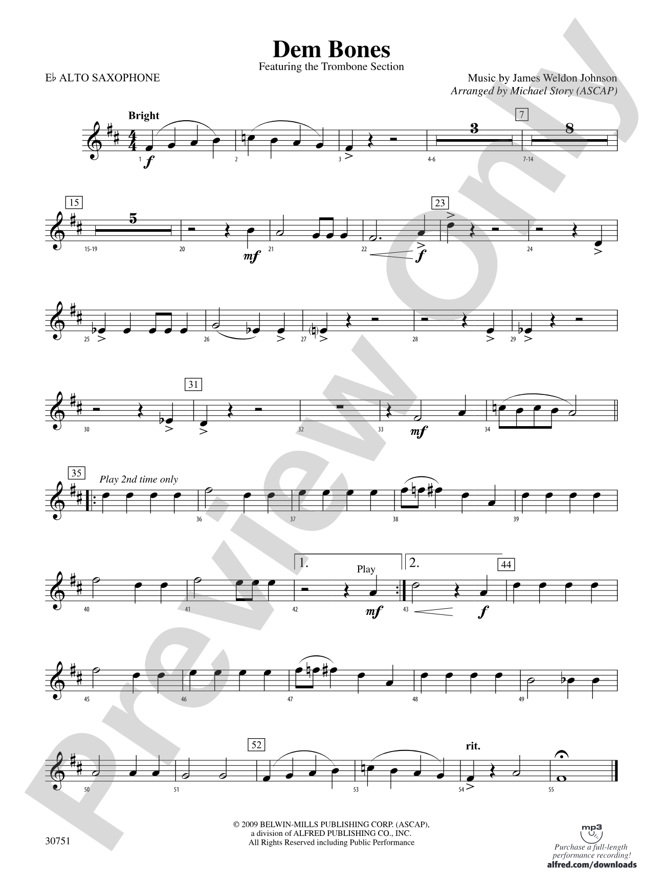 Dem Bones: E-flat Alto Saxophone