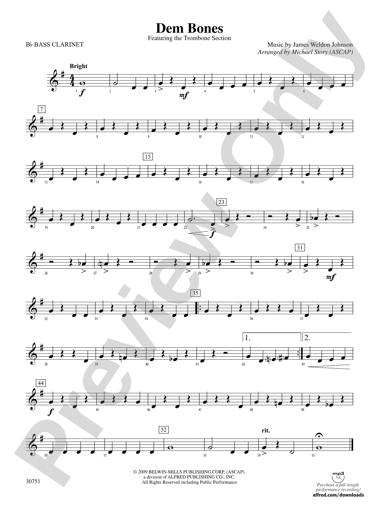 Dem Bones: B-flat Bass Clarinet