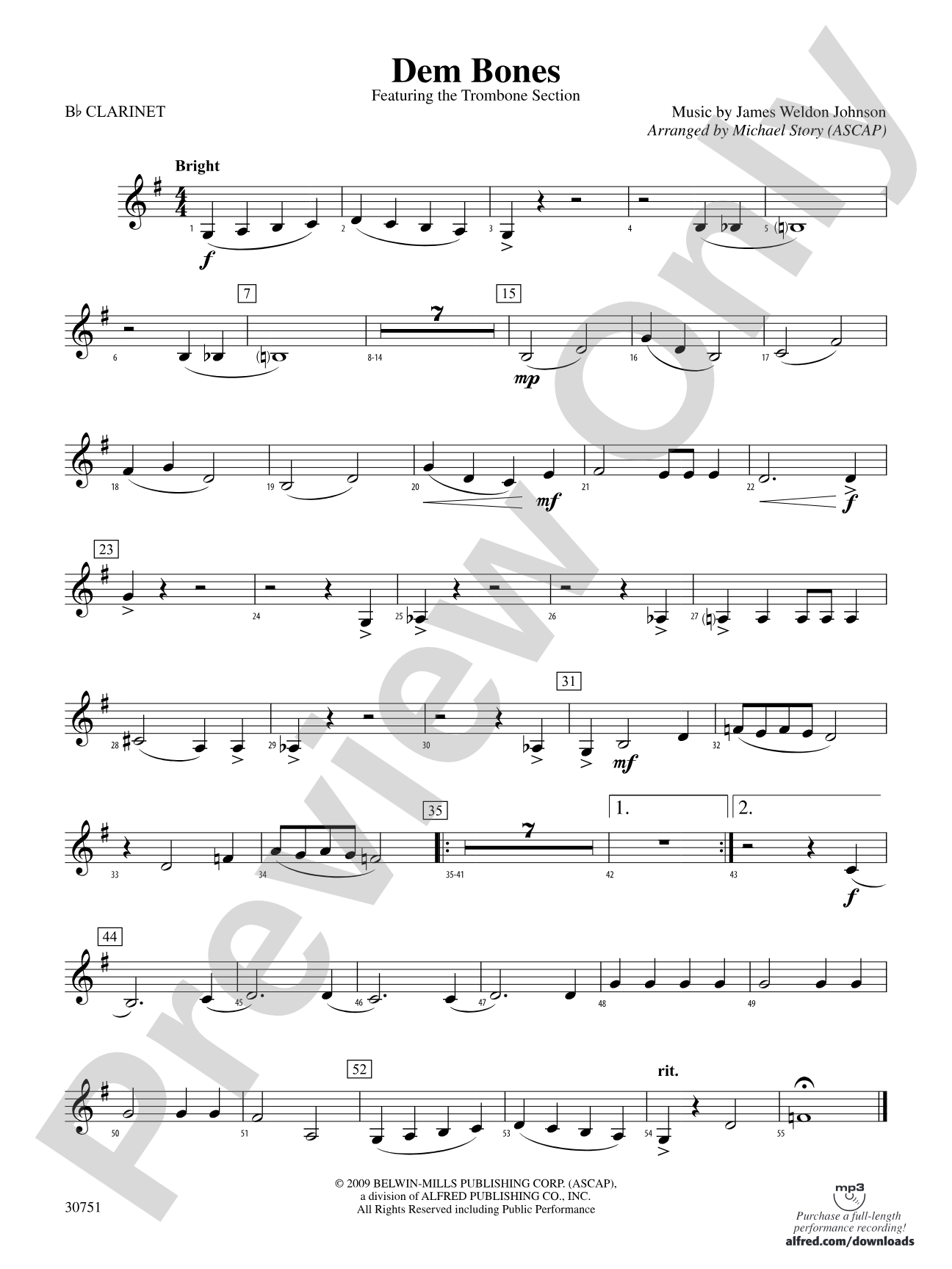 Dem Bones: 1st B-flat Clarinet