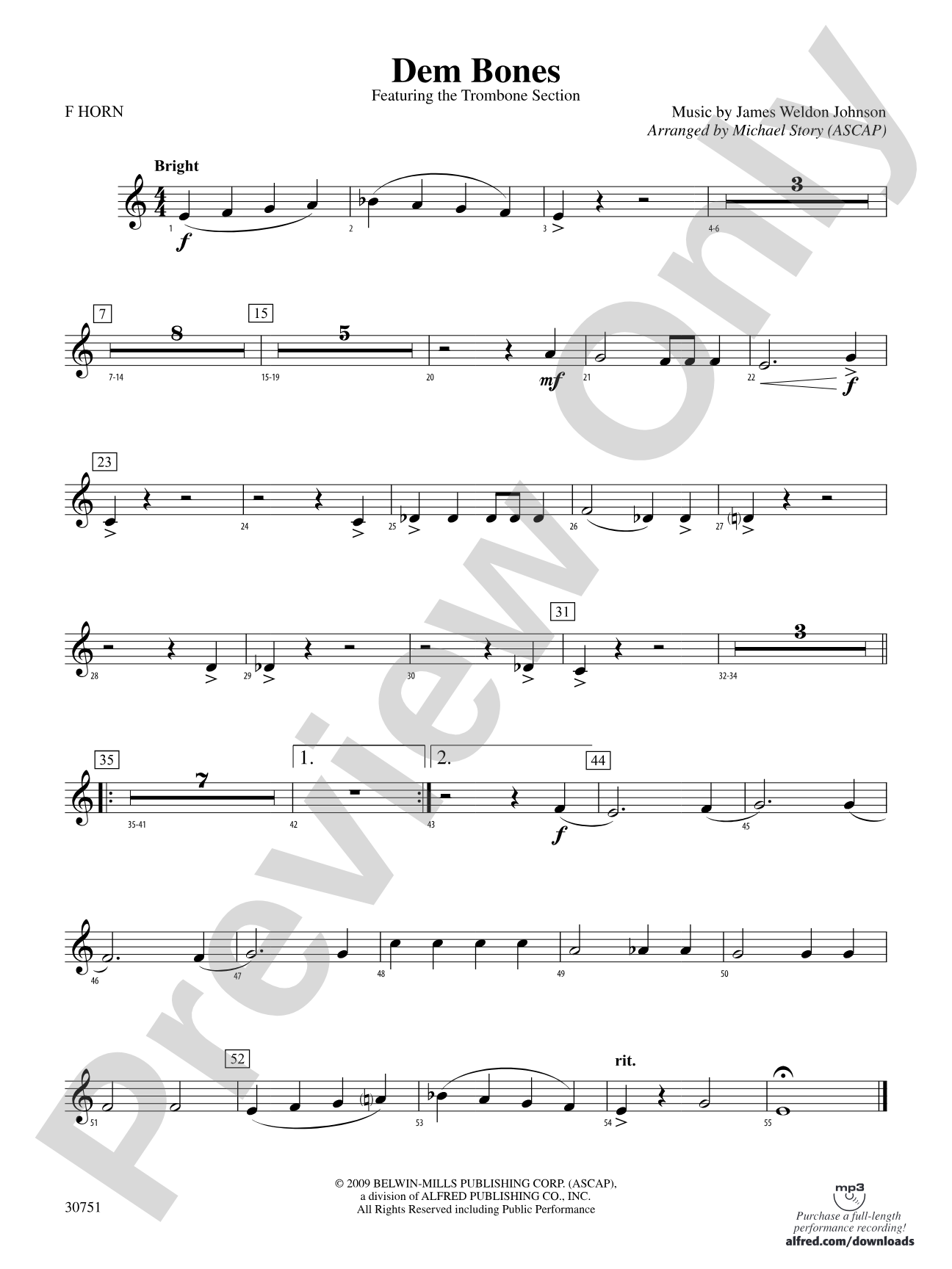 Dem Bones: 1st F Horn