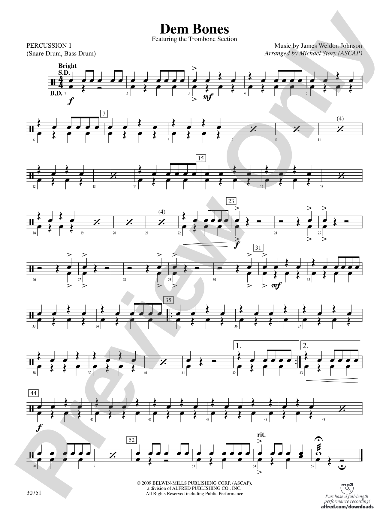 Dem Bones: 1st Percussion