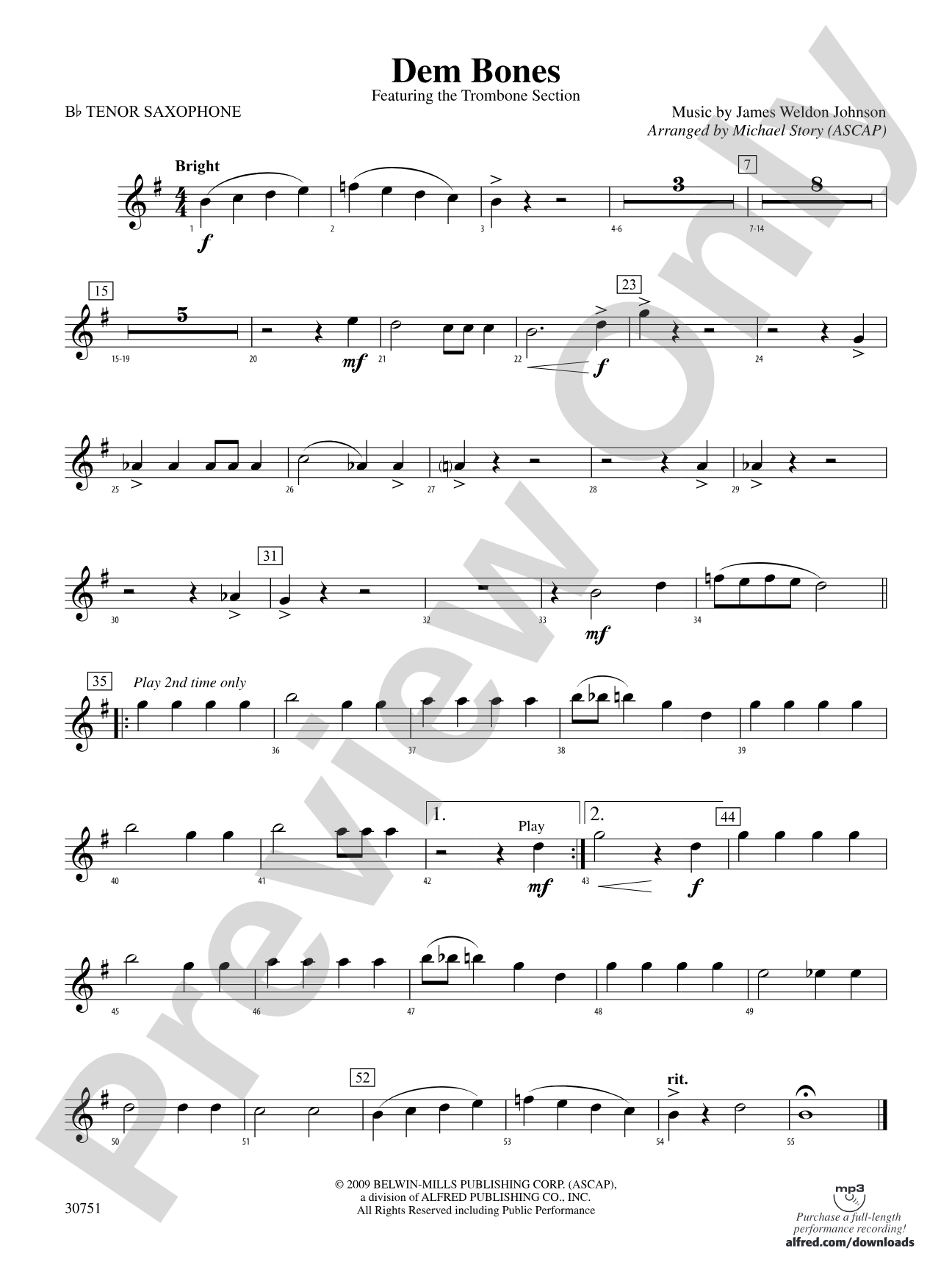 Dem Bones: B-flat Tenor Saxophone