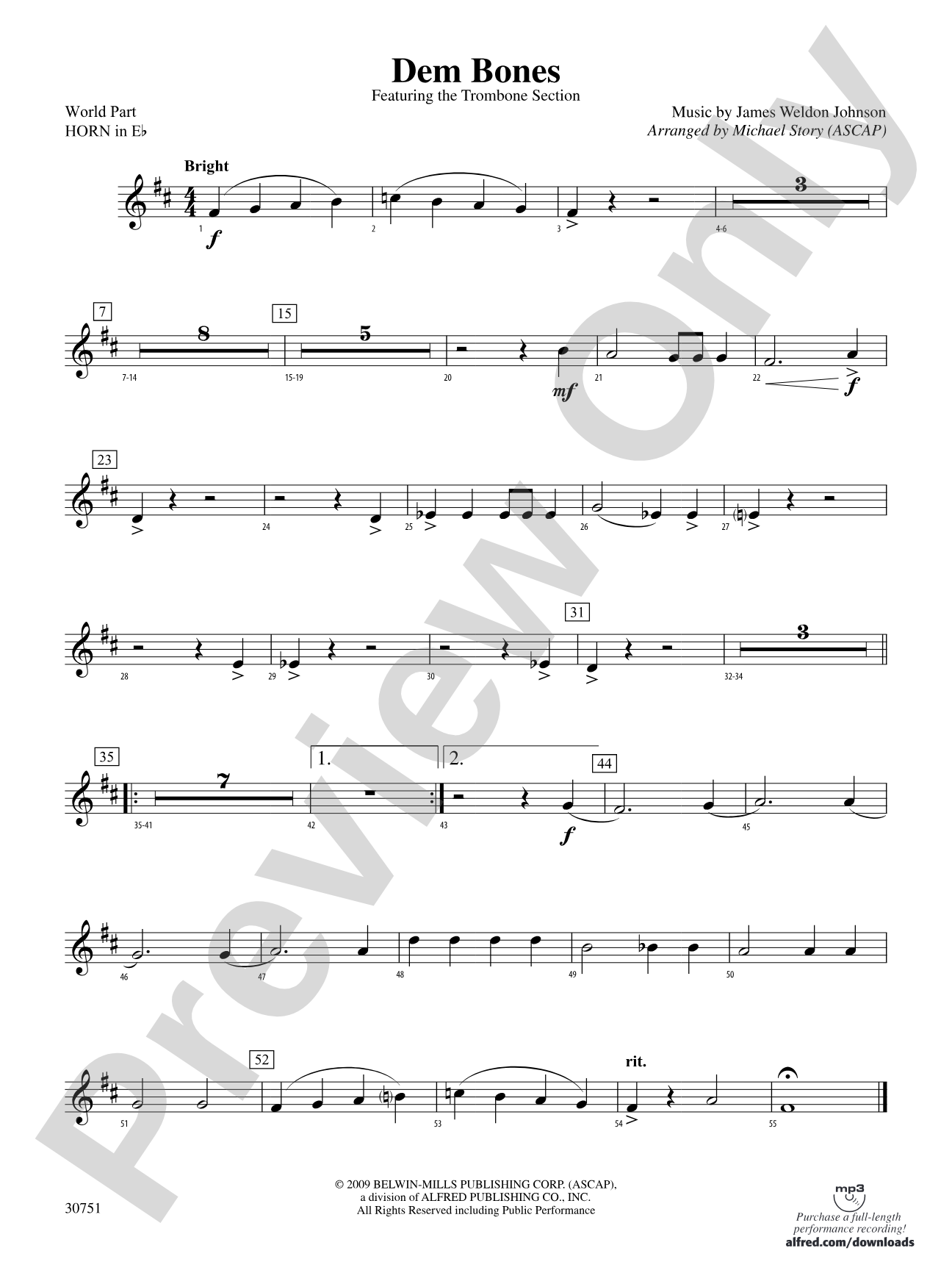 Dem Bones: (wp) 1st Horn in E-flat