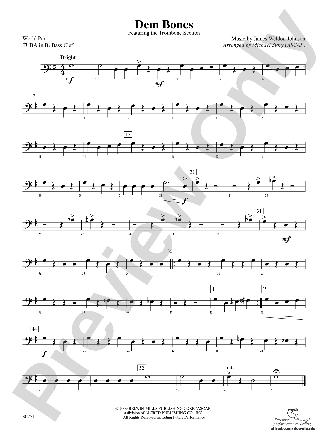 Dem Bones: (wp) B-flat Tuba B.C.