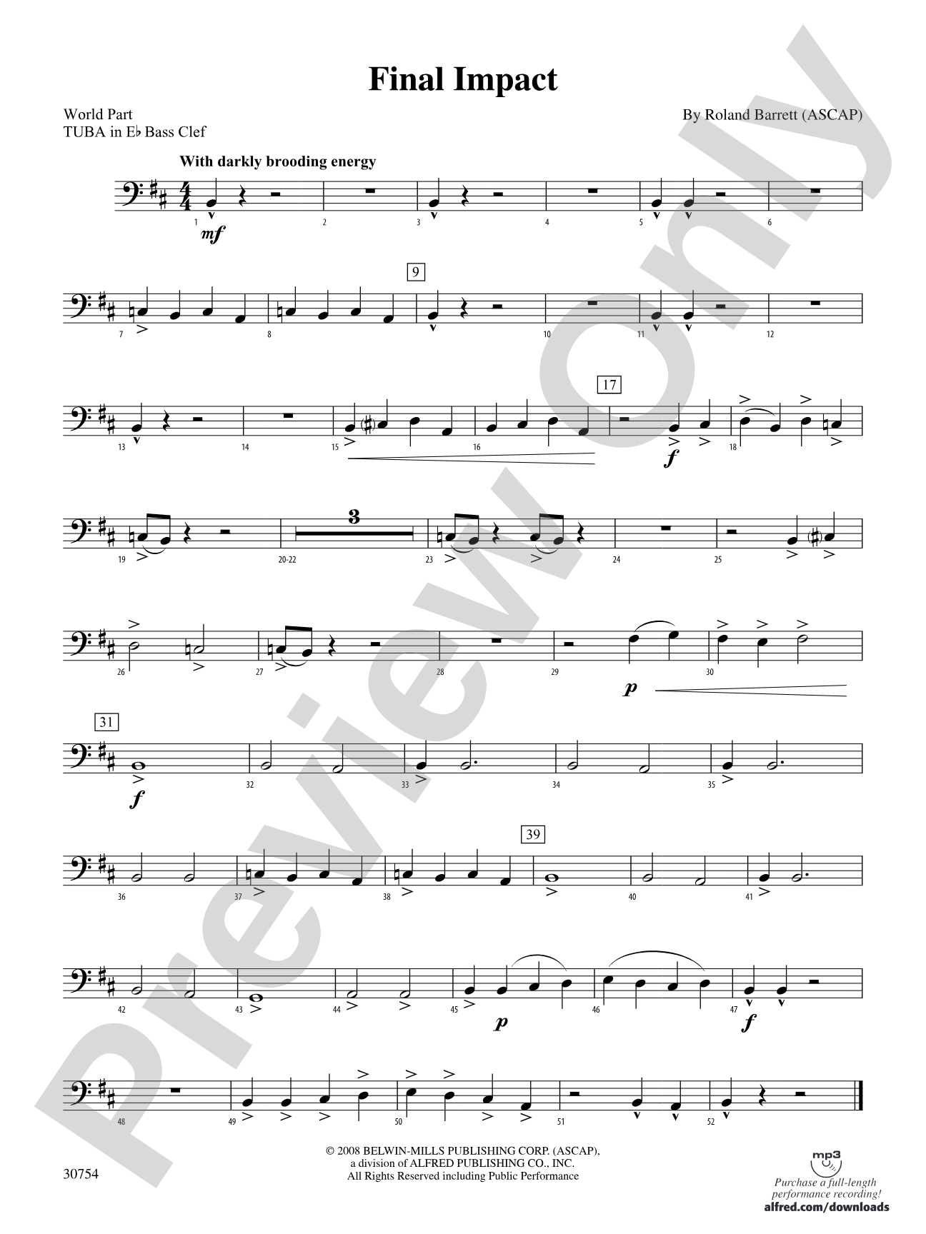 Final Impact: (wp) E-flat Tuba B.C.