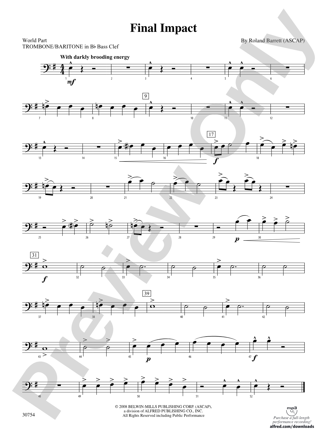 Final Impact: (wp) 1st B-flat Trombone B.C.