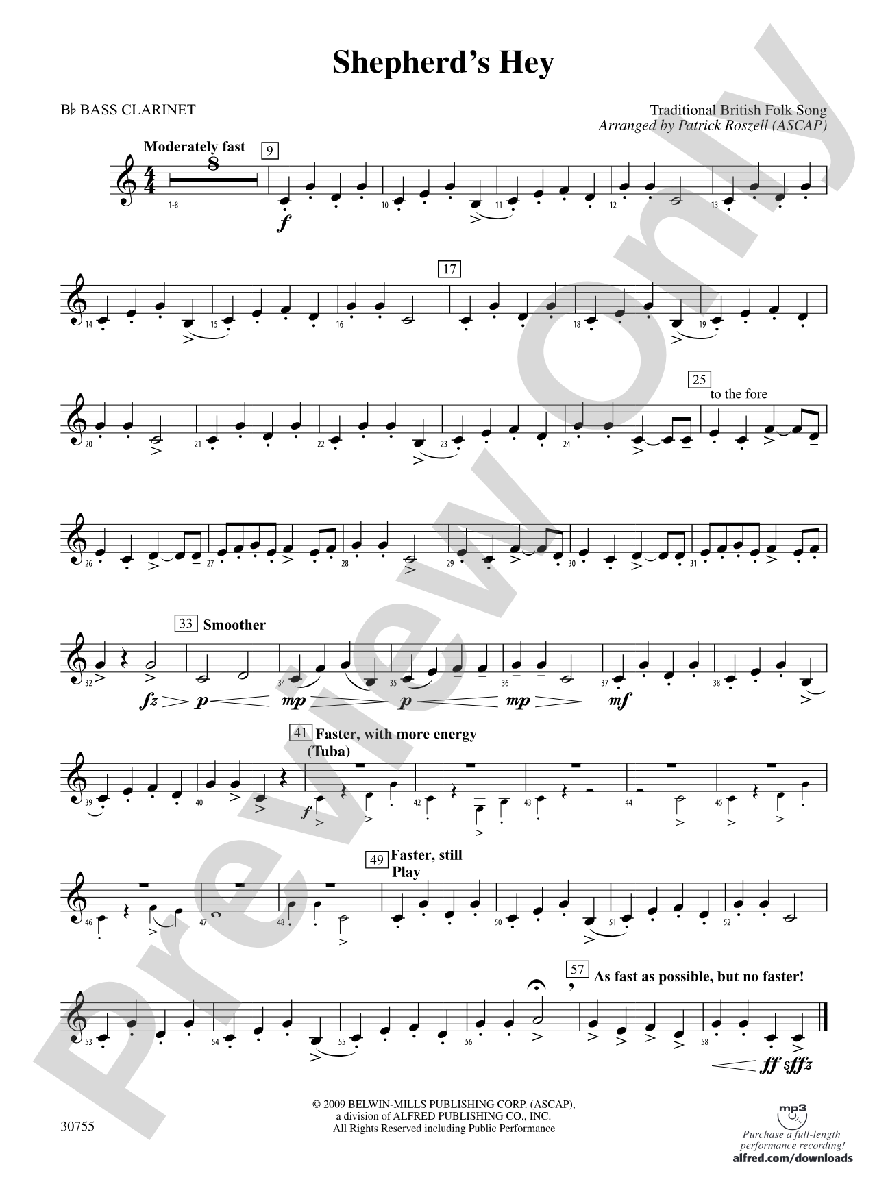 Shepherd's Hey: B-flat Bass Clarinet