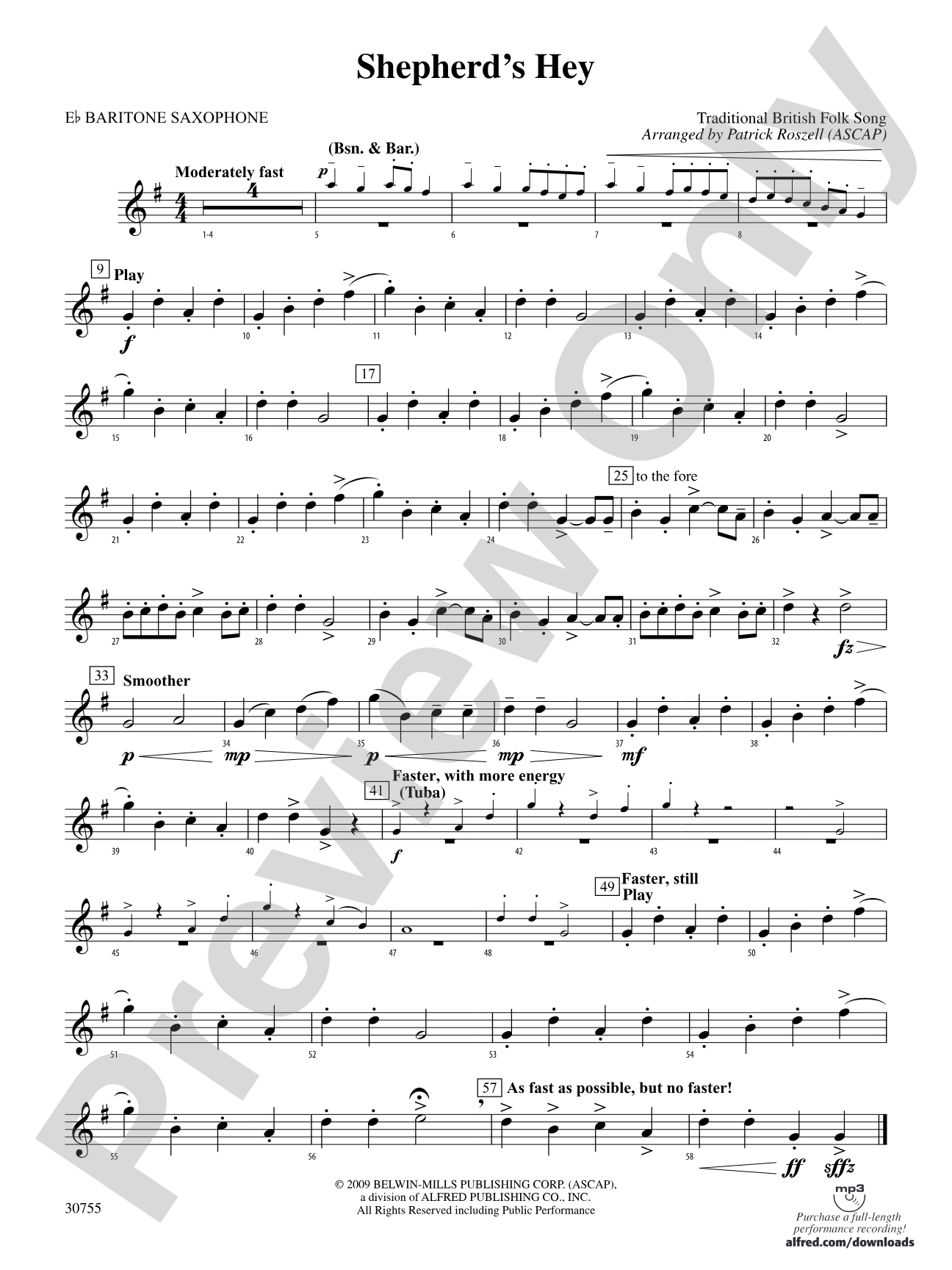 Shepherd's Hey: E-flat Baritone Saxophone
