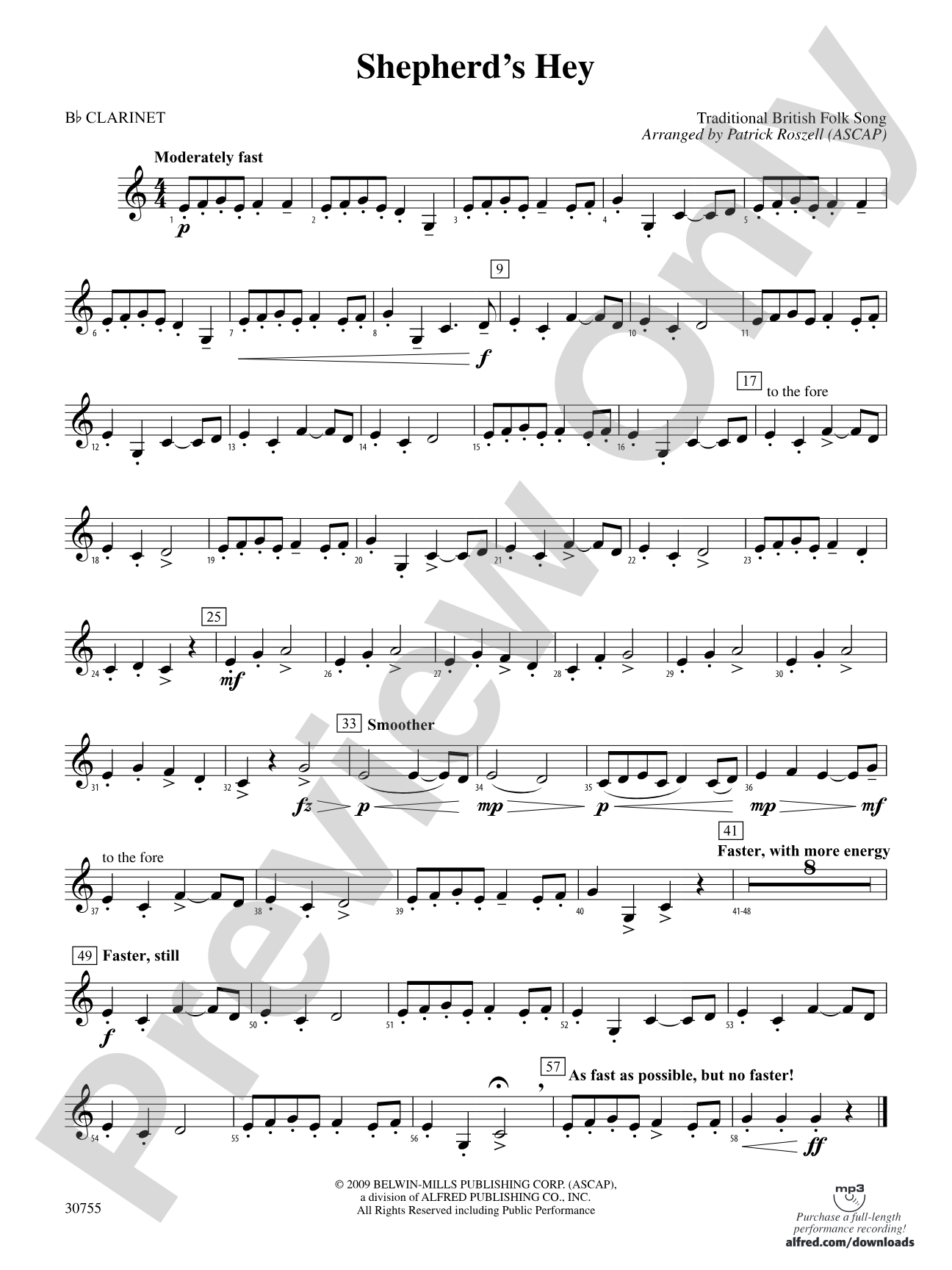 Shepherd's Hey: 1st B-flat Clarinet