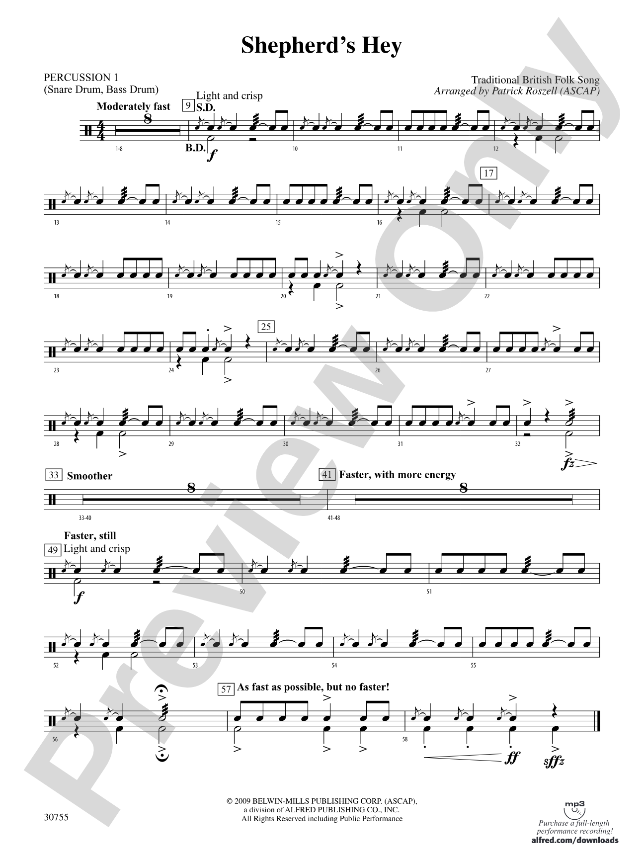 Shepherd's Hey: 1st Percussion