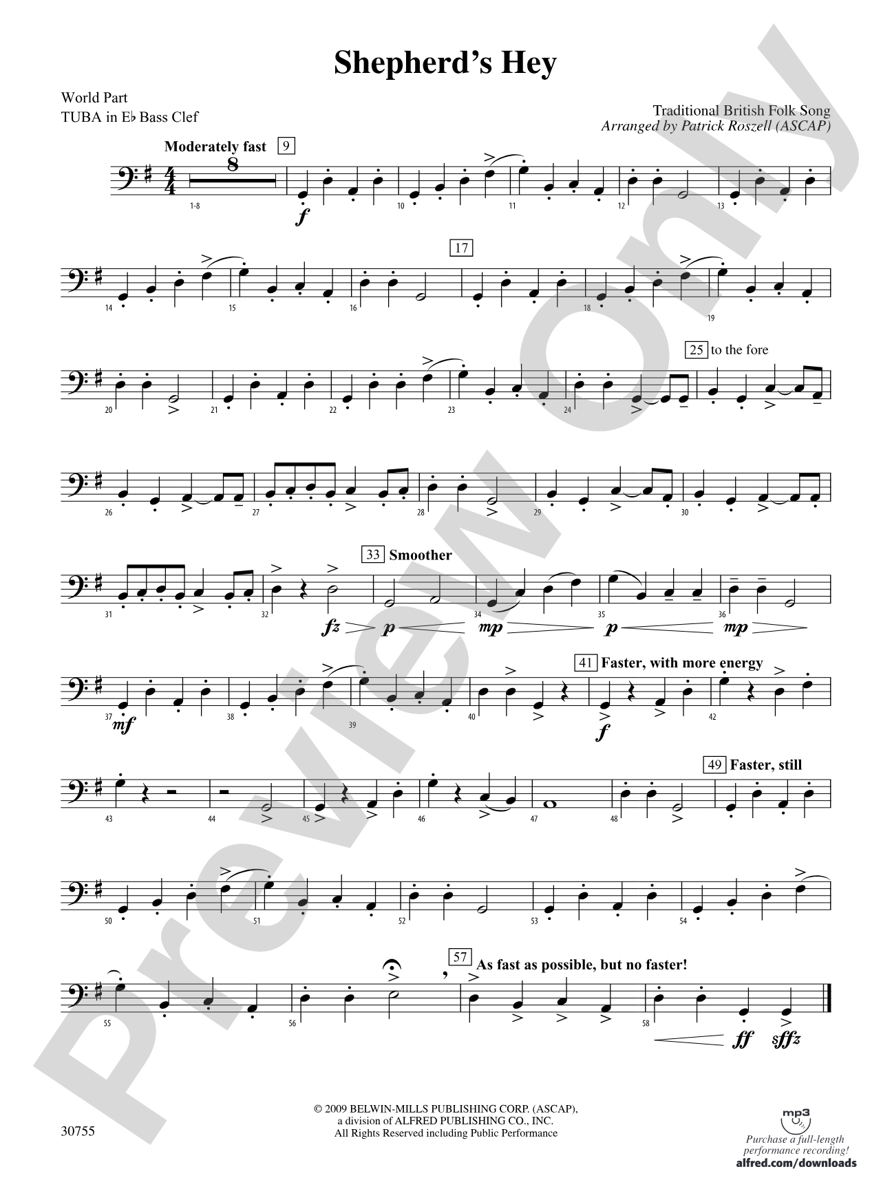 Shepherd's Hey: (wp) E-flat Tuba B.C.