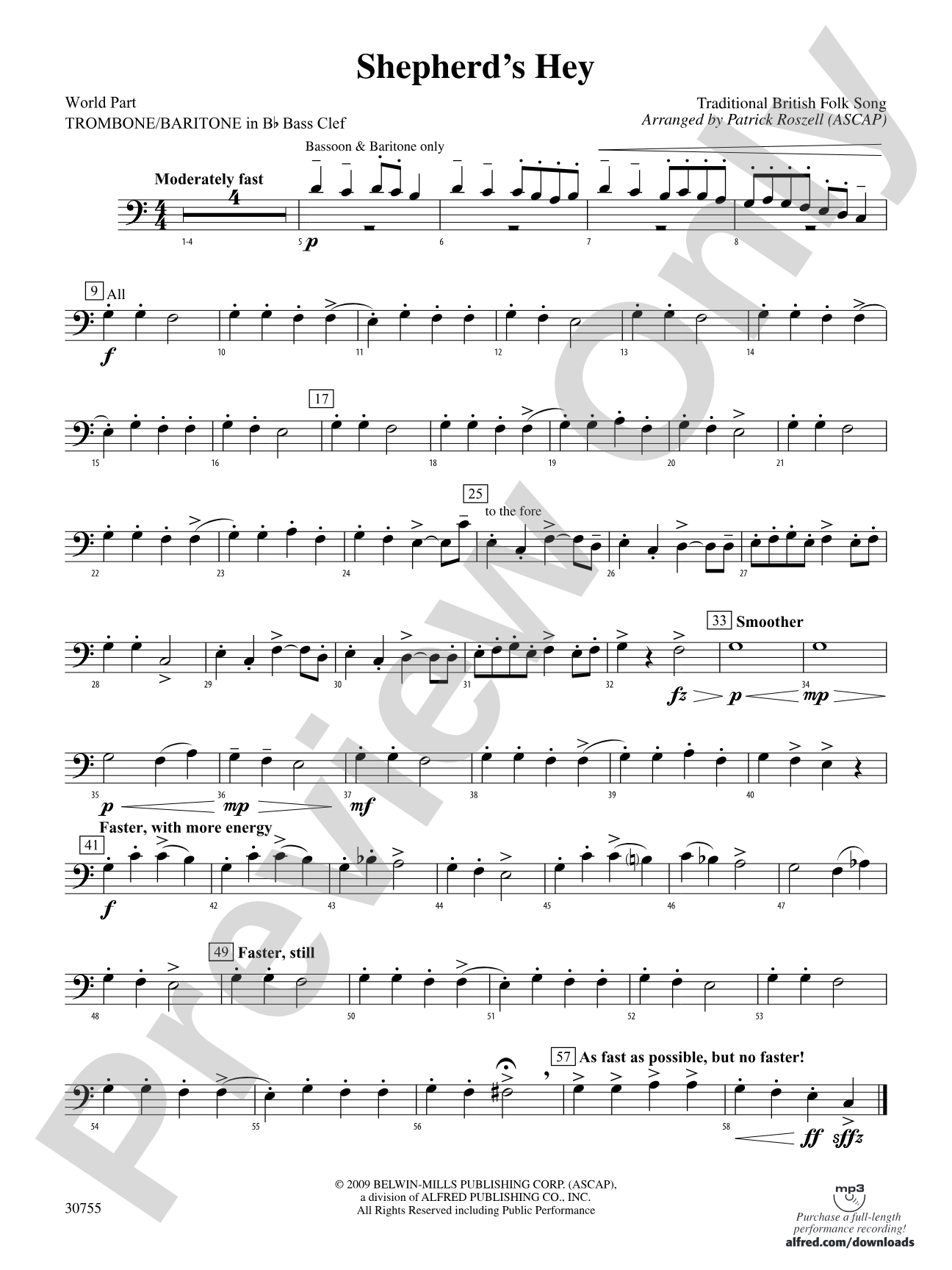 Shepherd's Hey: (wp) 1st B-flat Trombone B.C.