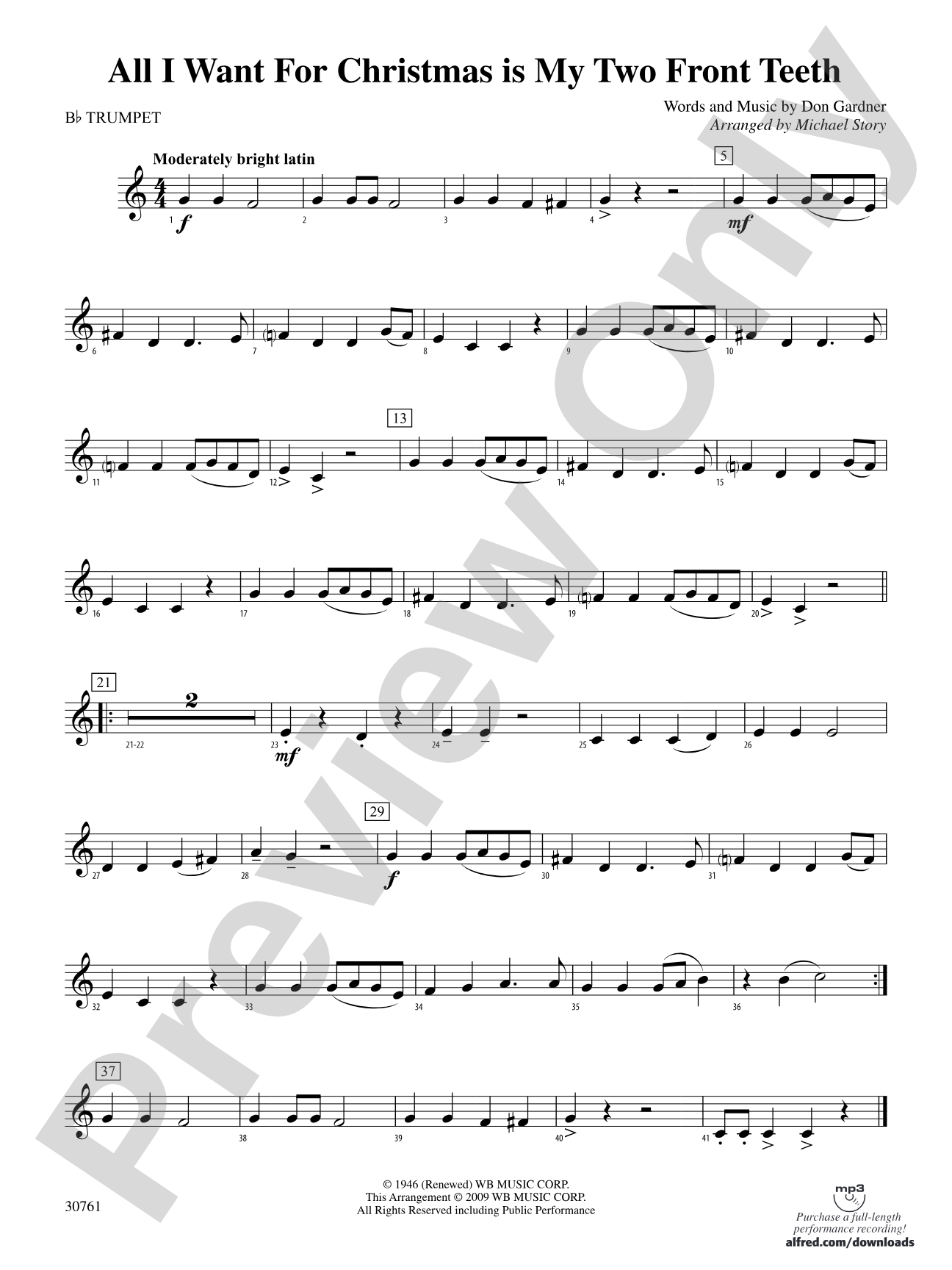 All I Want for Christmas Is My Two Front Teeth: 1st B-flat Trumpet
