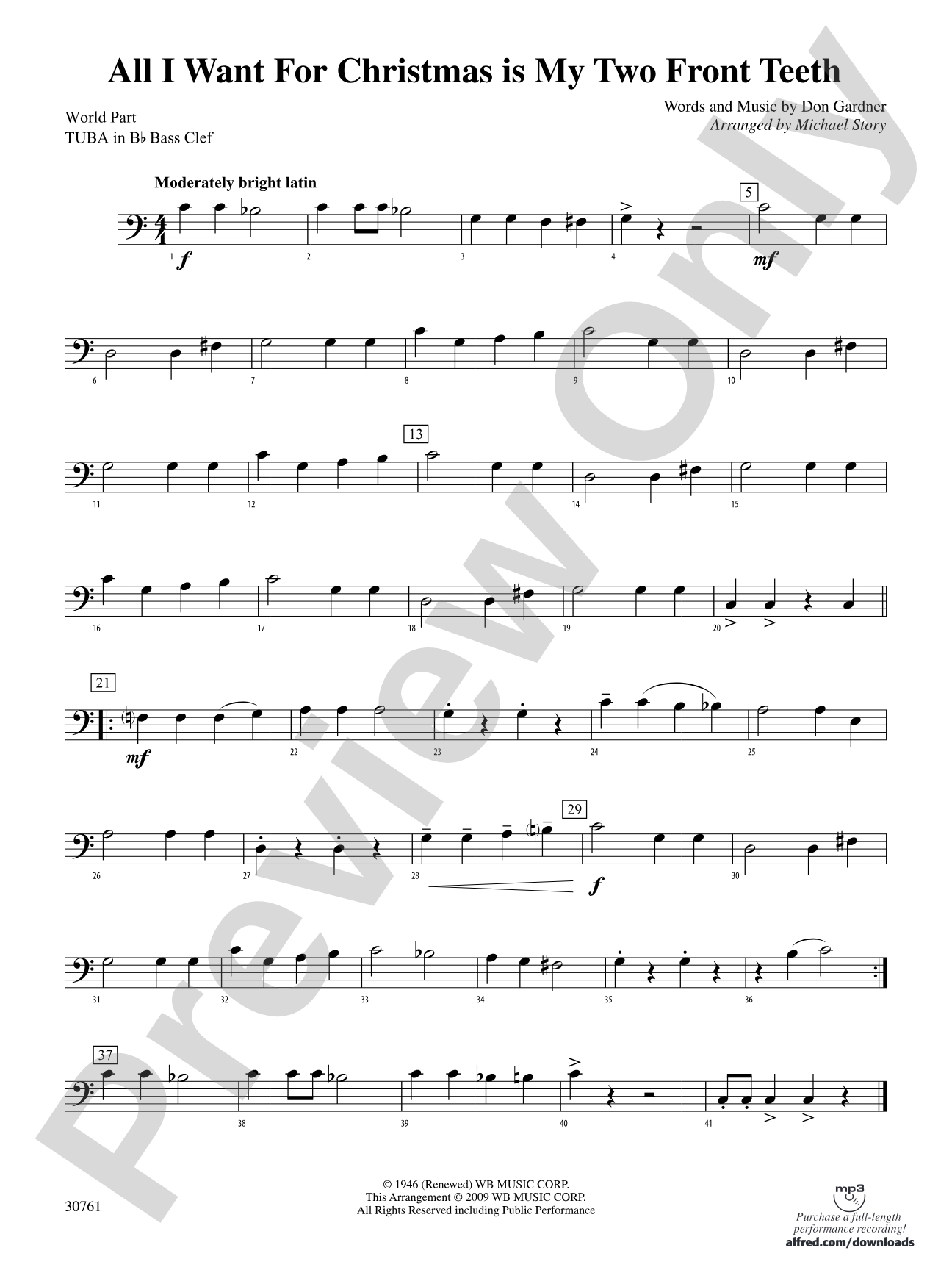 All I Want for Christmas Is My Two Front Teeth: (wp) B-flat Tuba B.C.