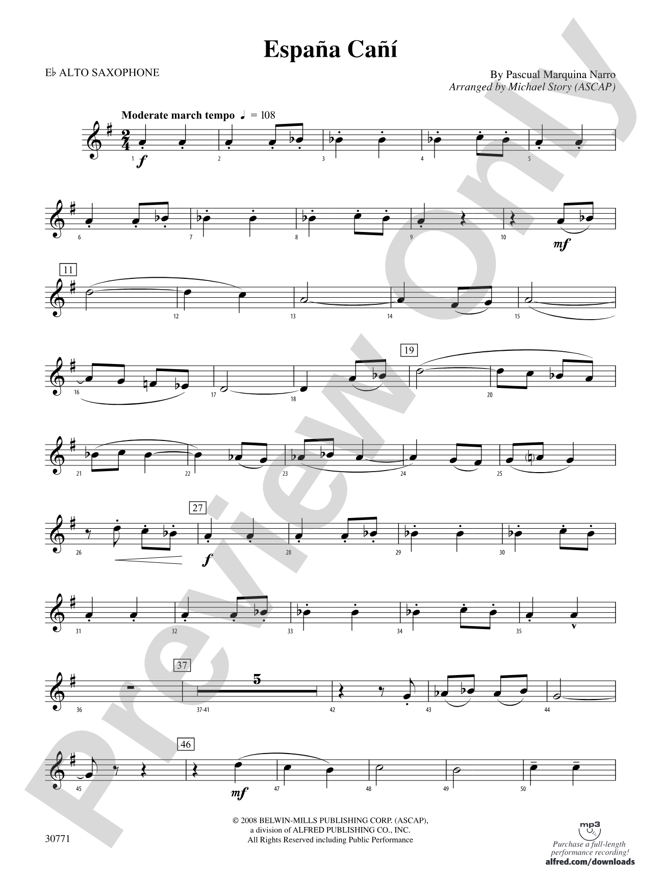 España Cañí: E-flat Alto Saxophone