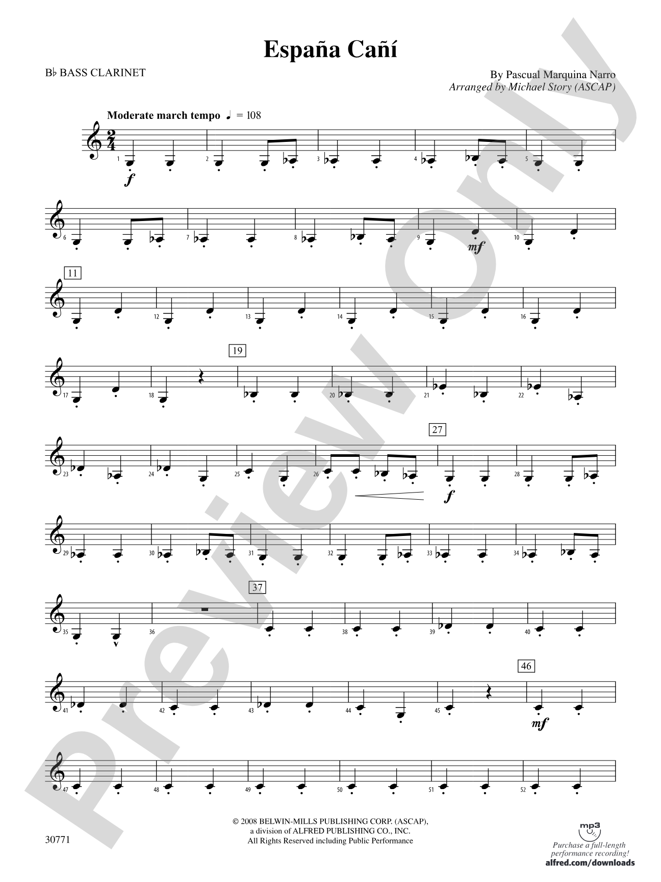 España Cañí: B-flat Bass Clarinet