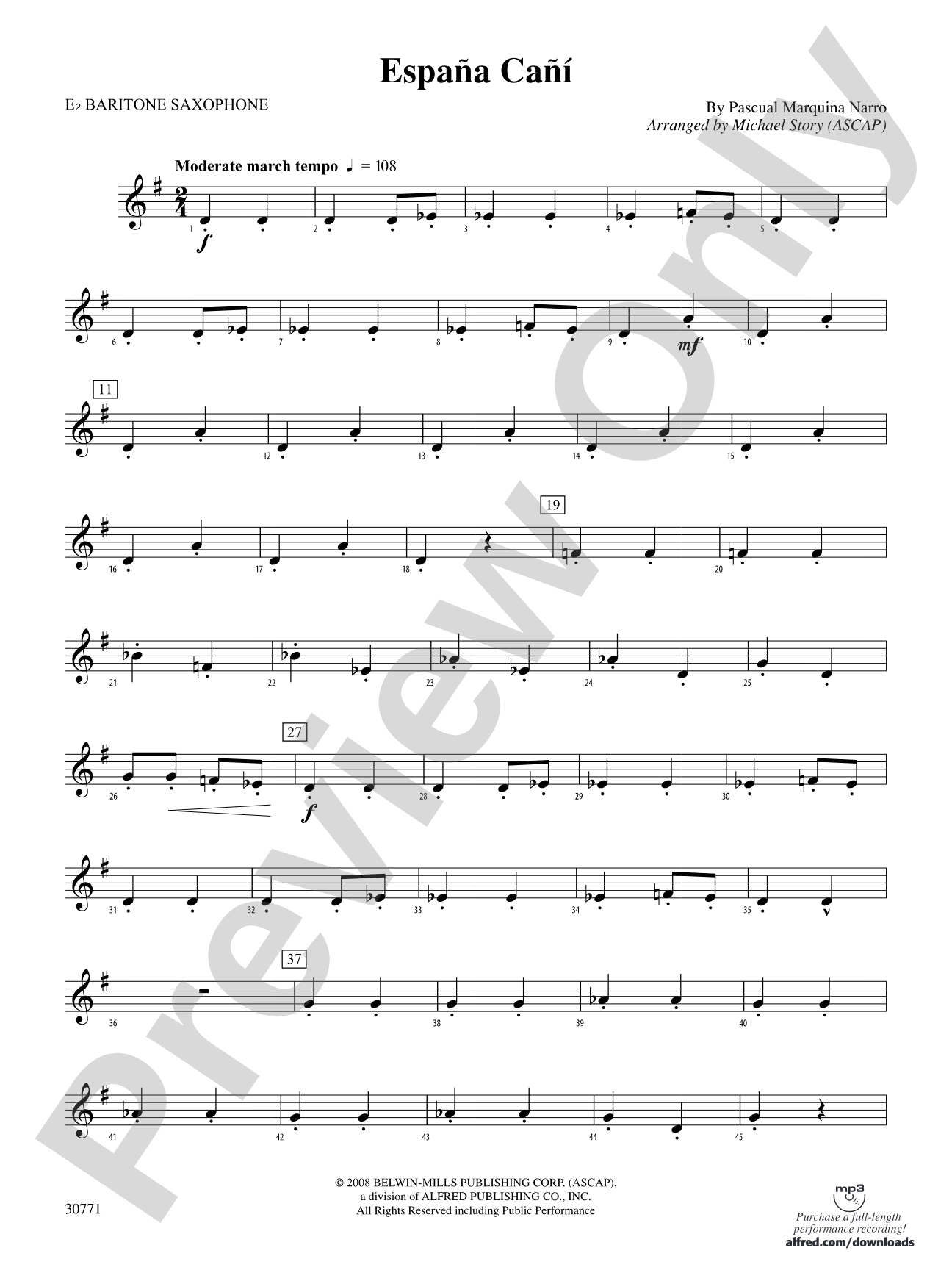 España Cañí: E-flat Baritone Saxophone