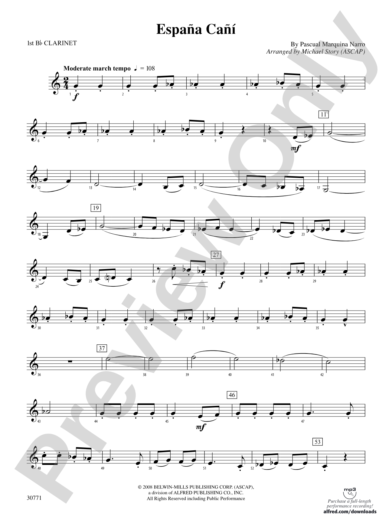 España Cañí: 1st B-flat Clarinet